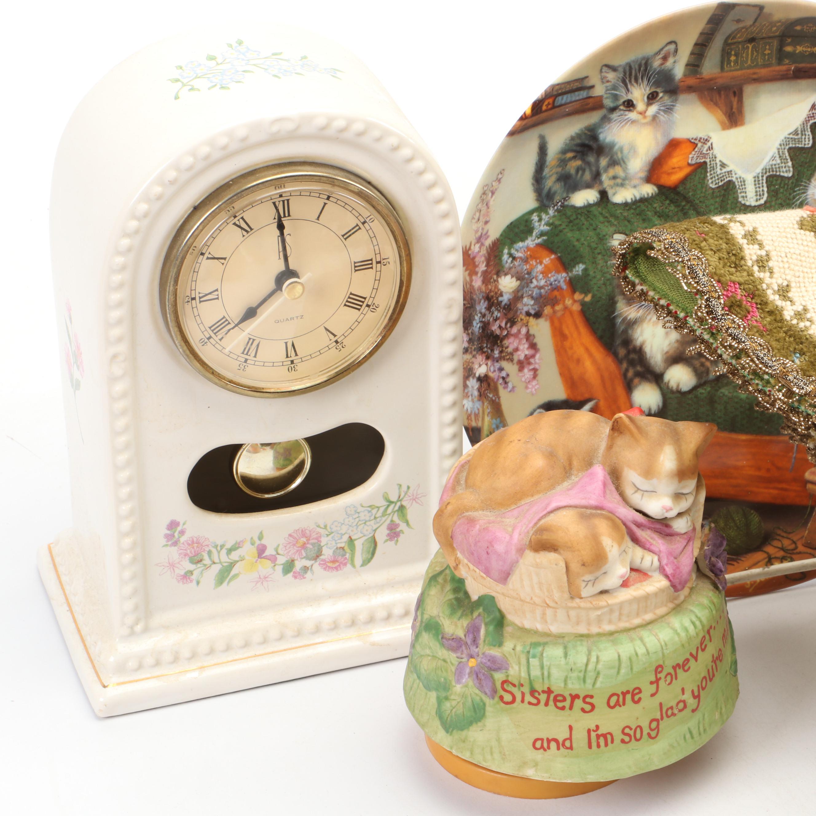 Wood Wall Mounted Dollhouse with Doll Furniture, Ornaments, and Other Décor