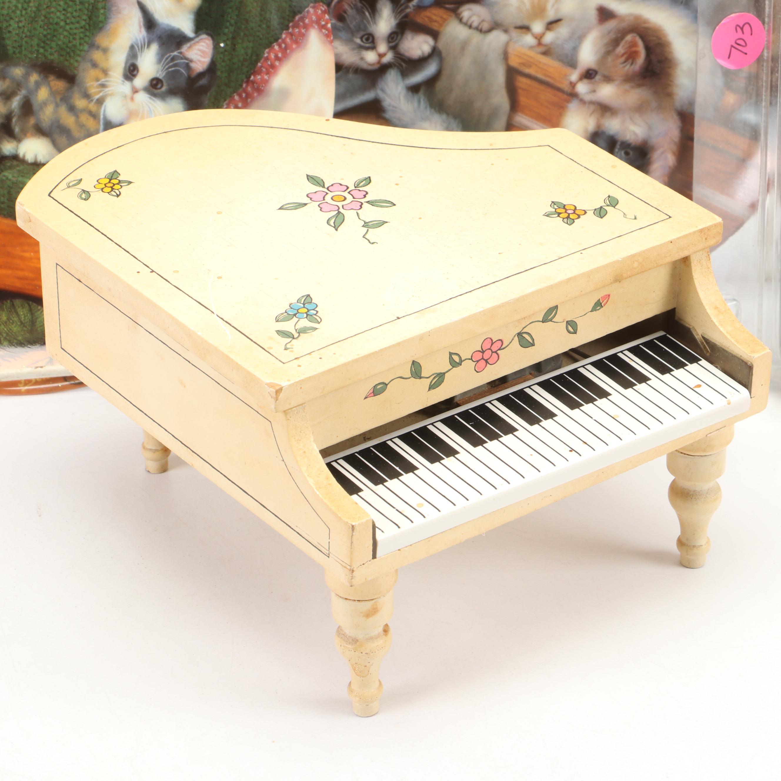 Wood Wall Mounted Dollhouse with Doll Furniture, Ornaments, and Other Décor