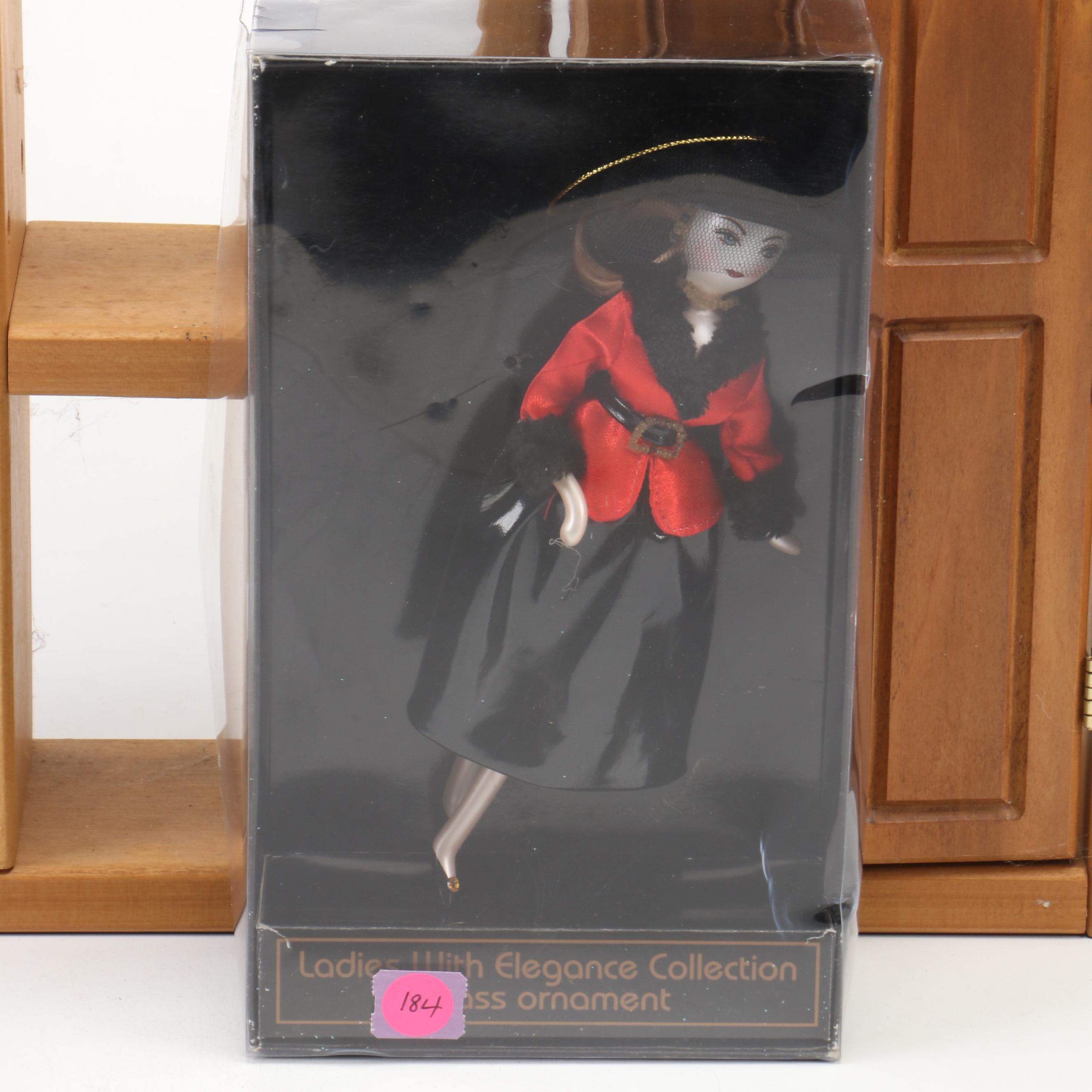 Wood Wall Mounted Dollhouse with Doll Furniture, Ornaments, and Other Décor