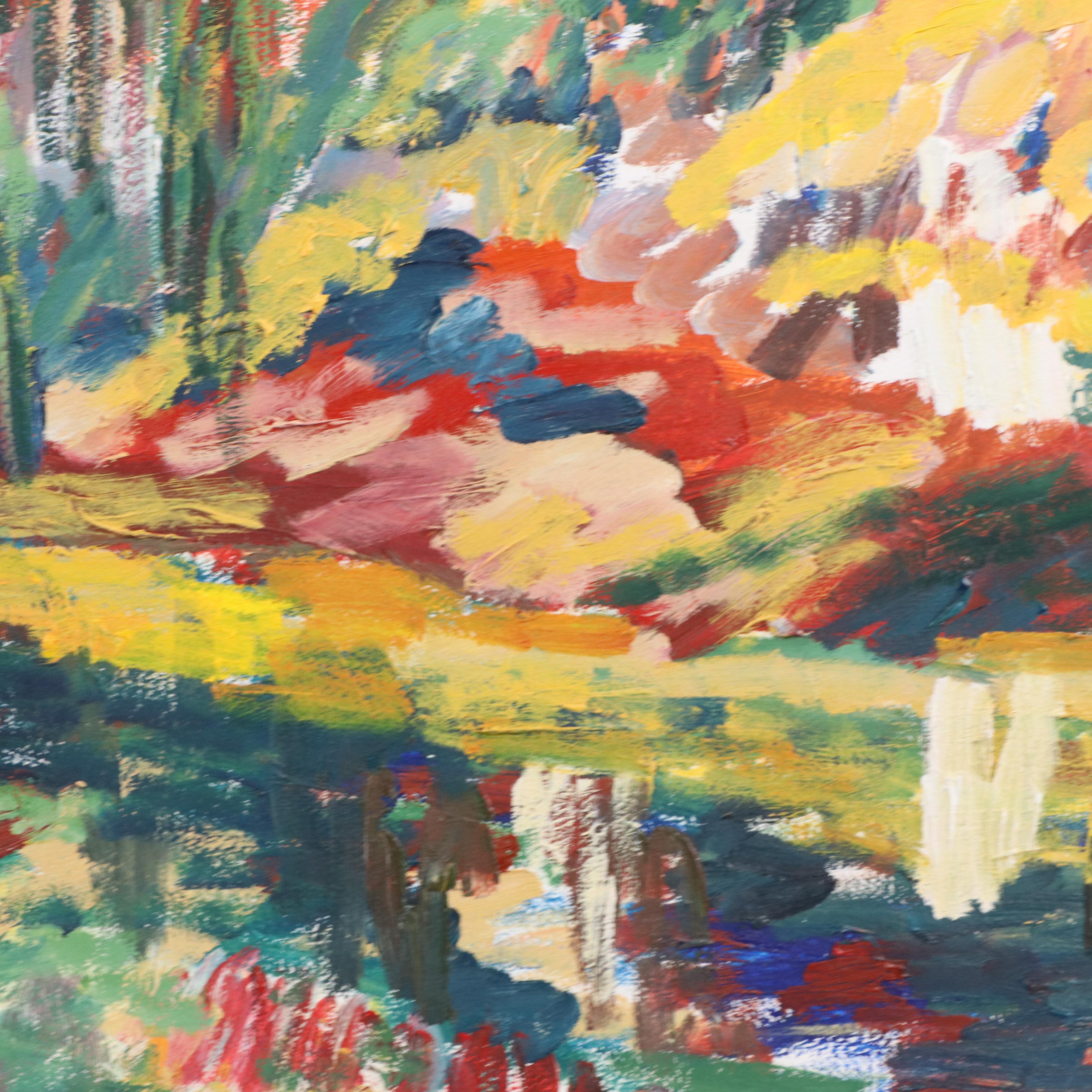 Abstract Expressionist Style Oil Painting of a Landscape, 21st Century