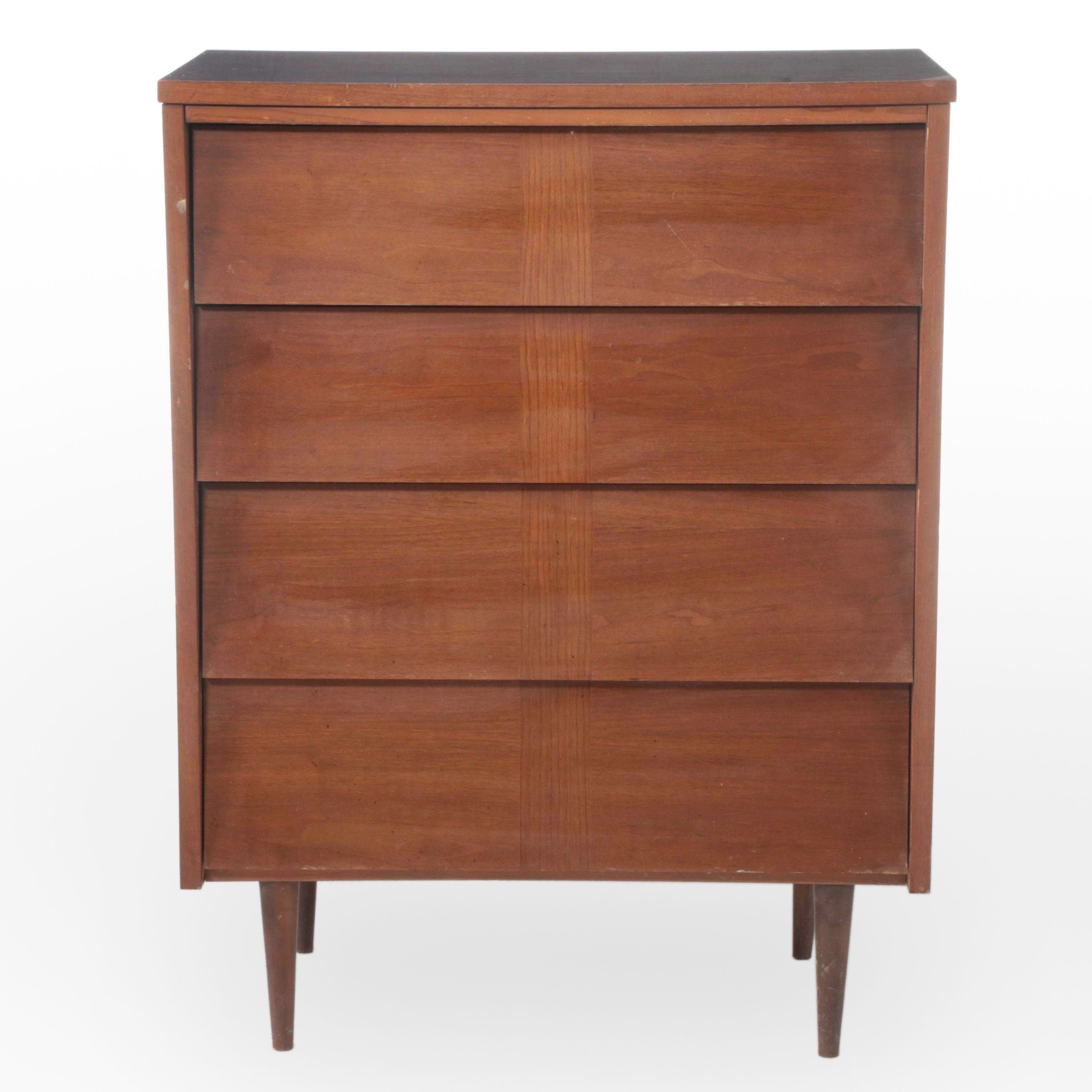 Ward Furniture Mid Century Modern Walnut and Laminate Top FourDrawer