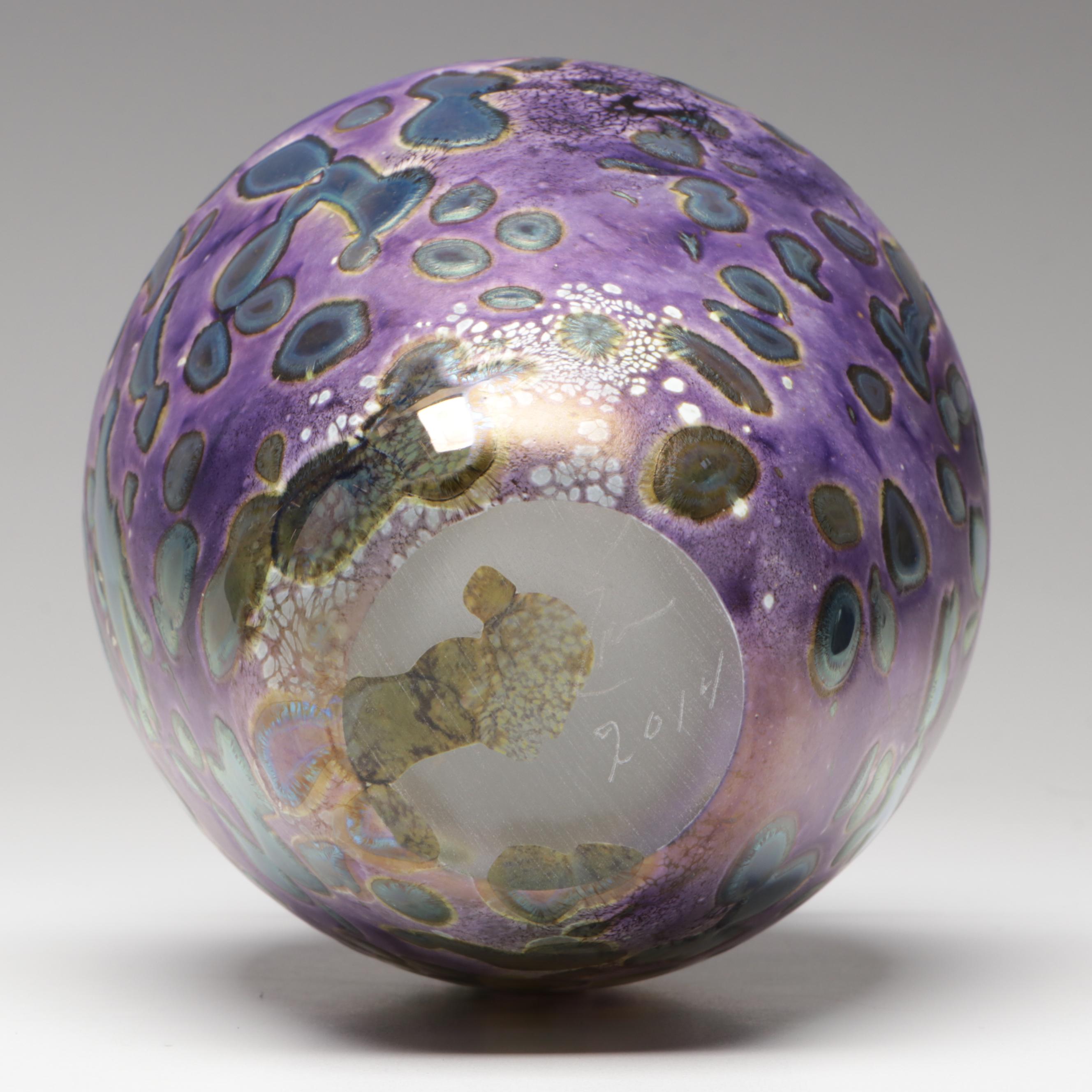 Robert Eickholt "Tide Pool" Handblown Iridescent Studio Art Glass Vase, 2014