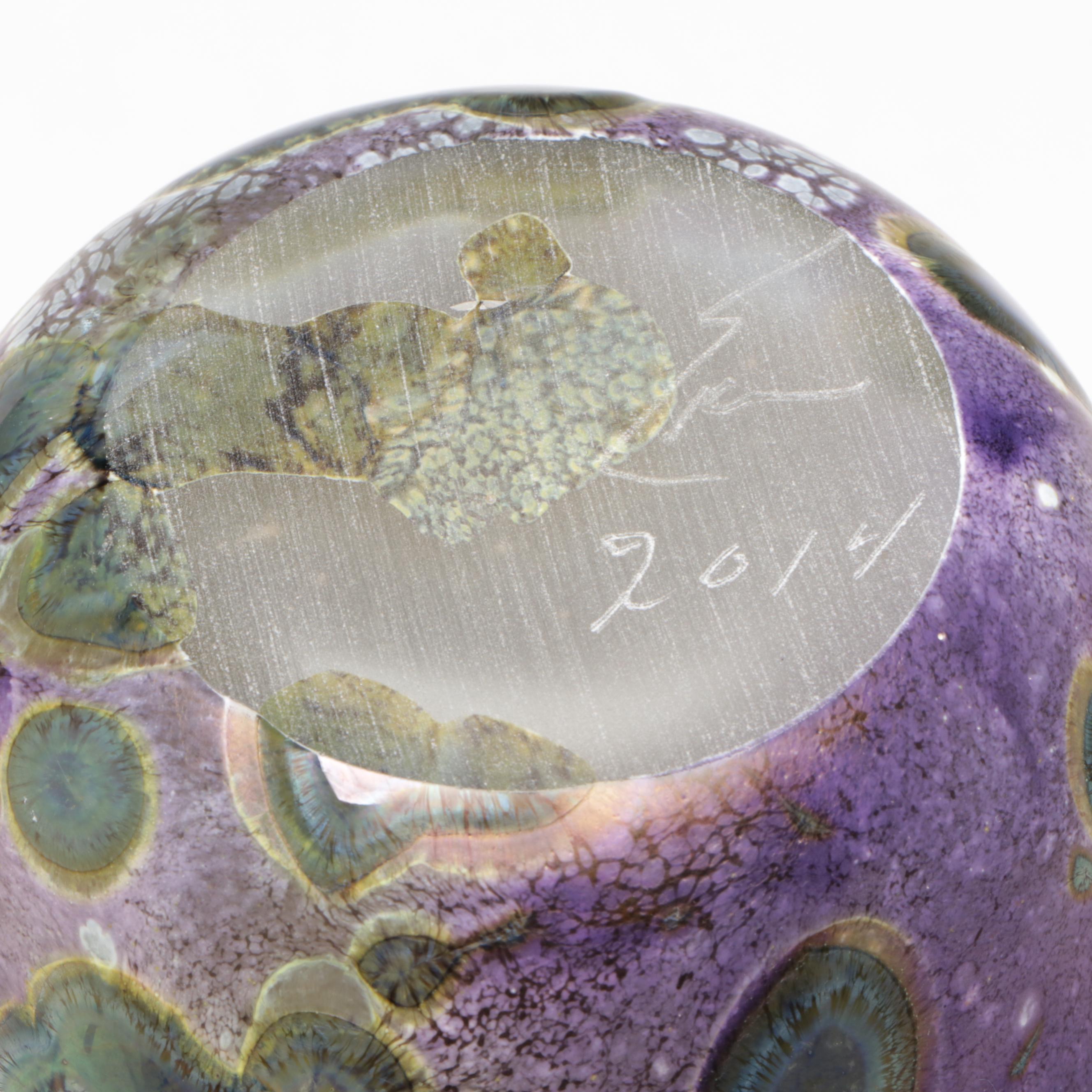 Robert Eickholt "Tide Pool" Handblown Iridescent Studio Art Glass Vase, 2014