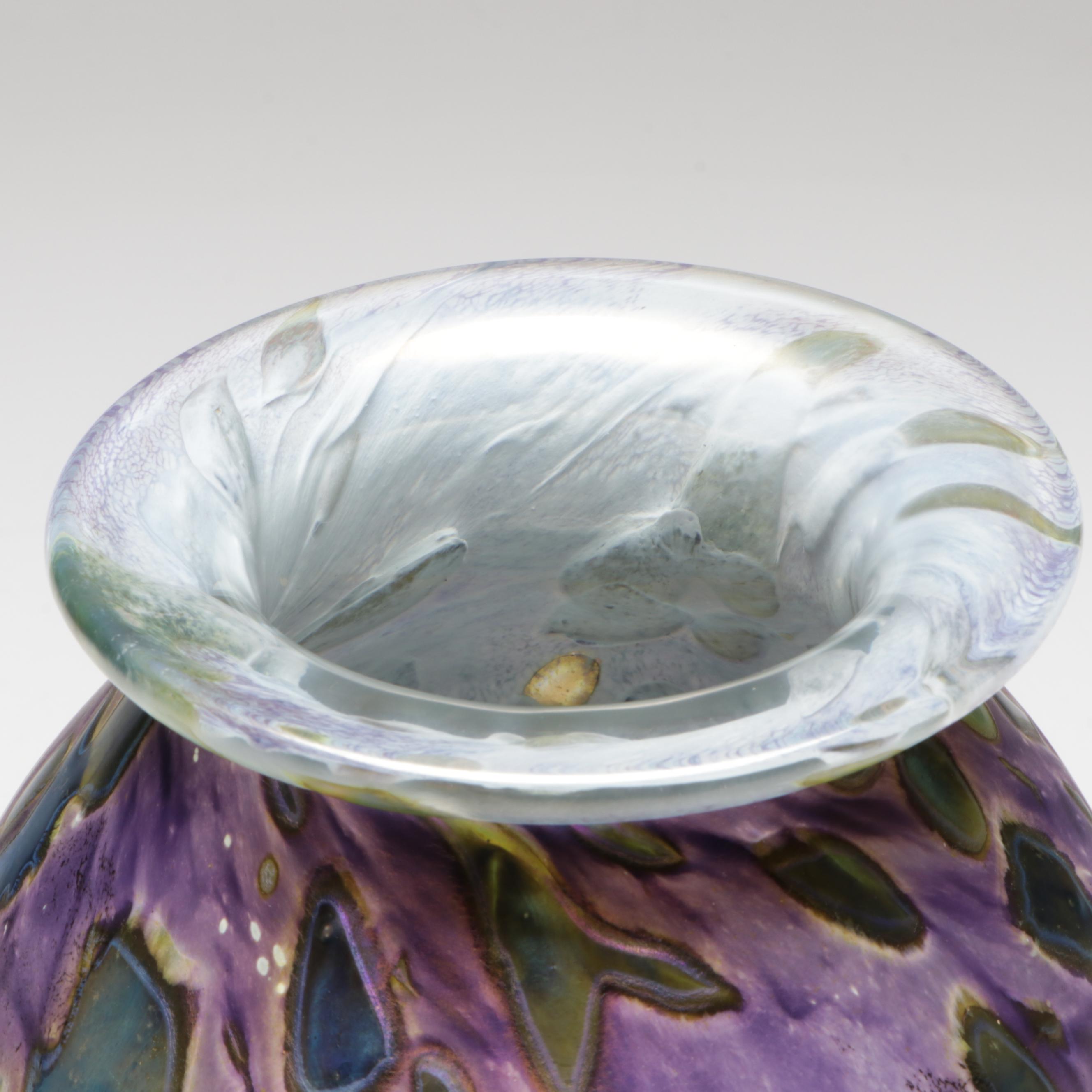 Robert Eickholt "Tide Pool" Handblown Iridescent Studio Art Glass Vase, 2014
