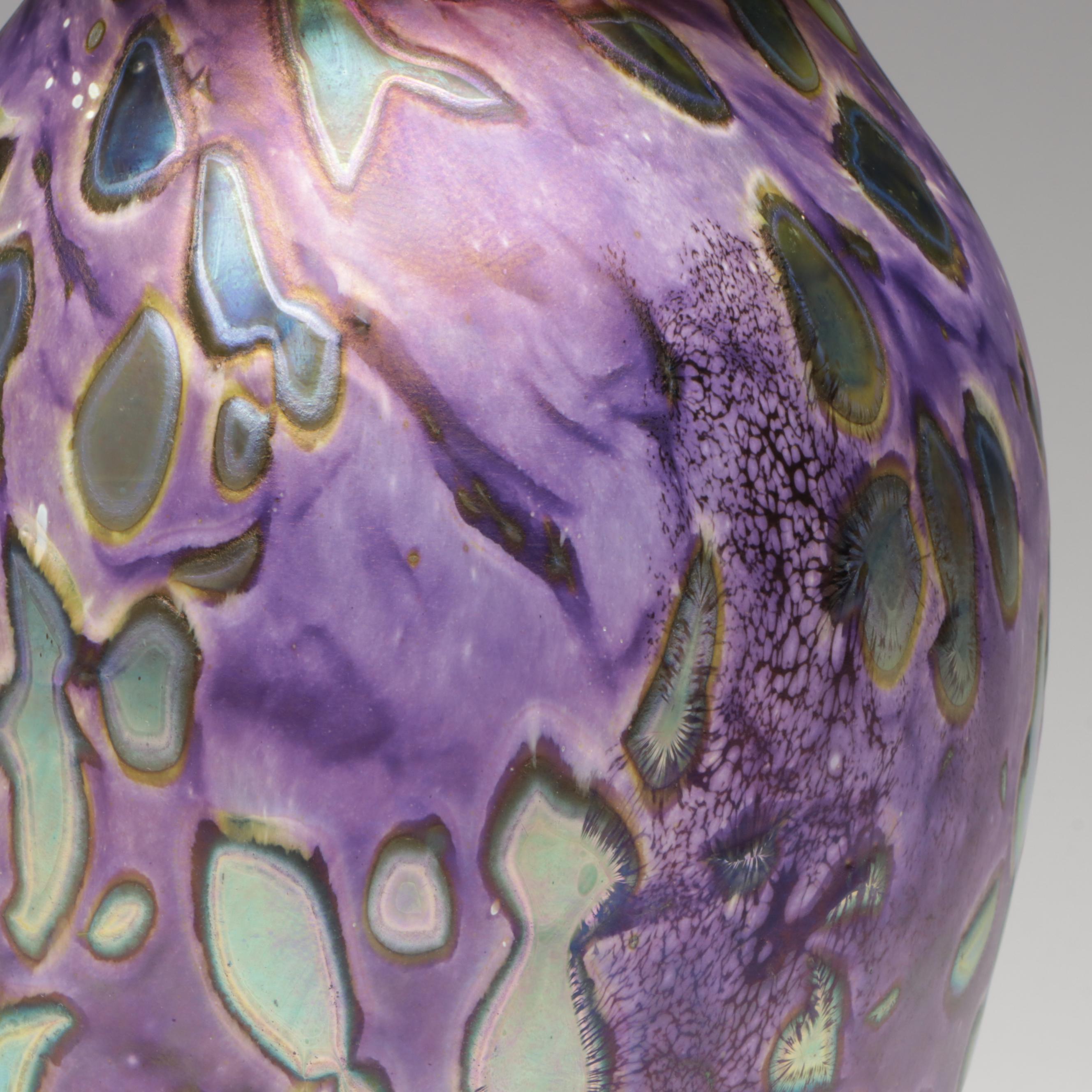 Robert Eickholt "Tide Pool" Handblown Iridescent Studio Art Glass Vase, 2014