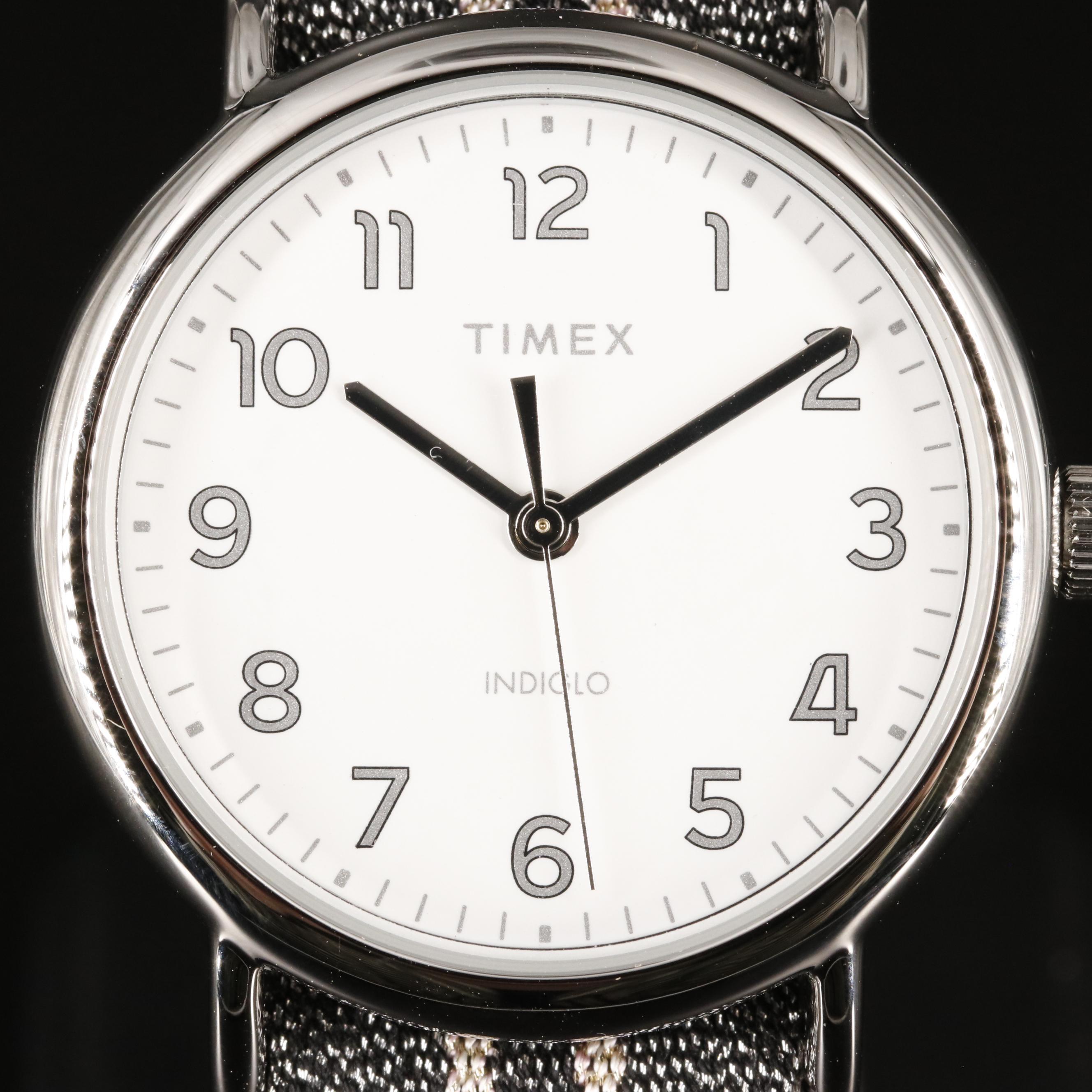 Timex Weekender Quartz Watch with Metallic Fabric Strap