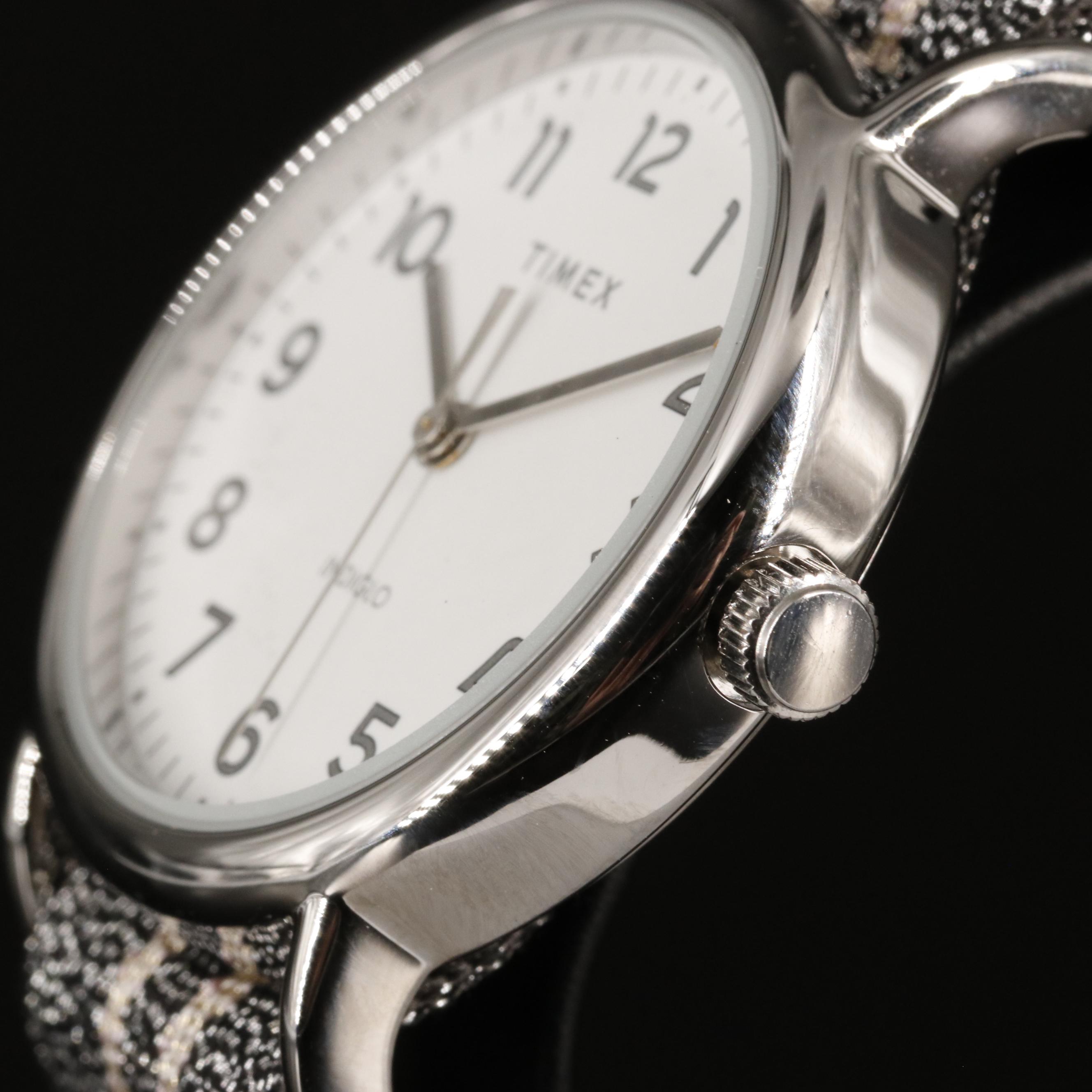 Timex Weekender Quartz Watch with Metallic Fabric Strap