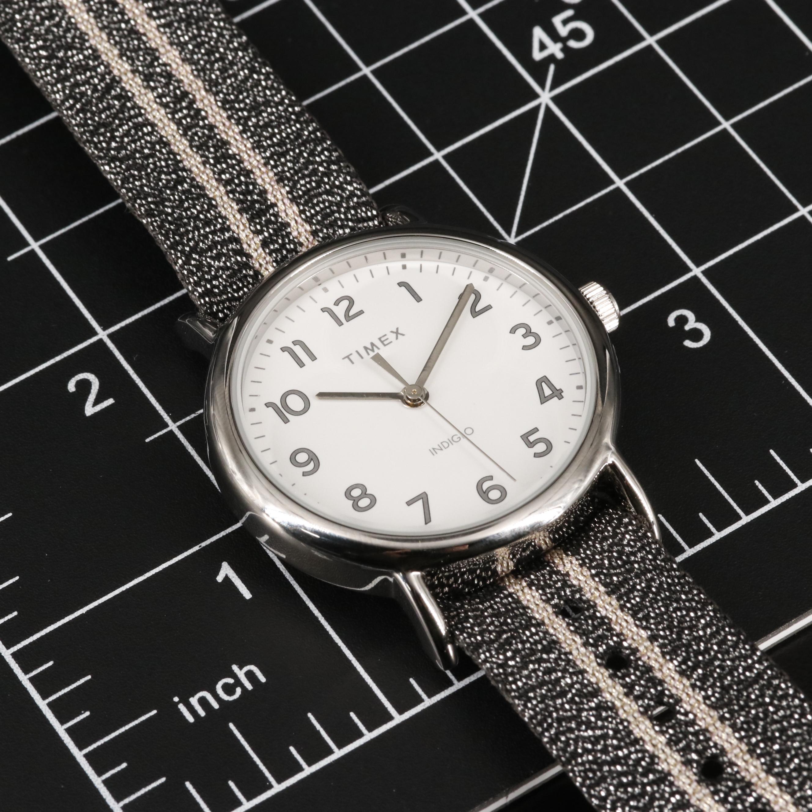 Timex Weekender Quartz Watch with Metallic Fabric Strap