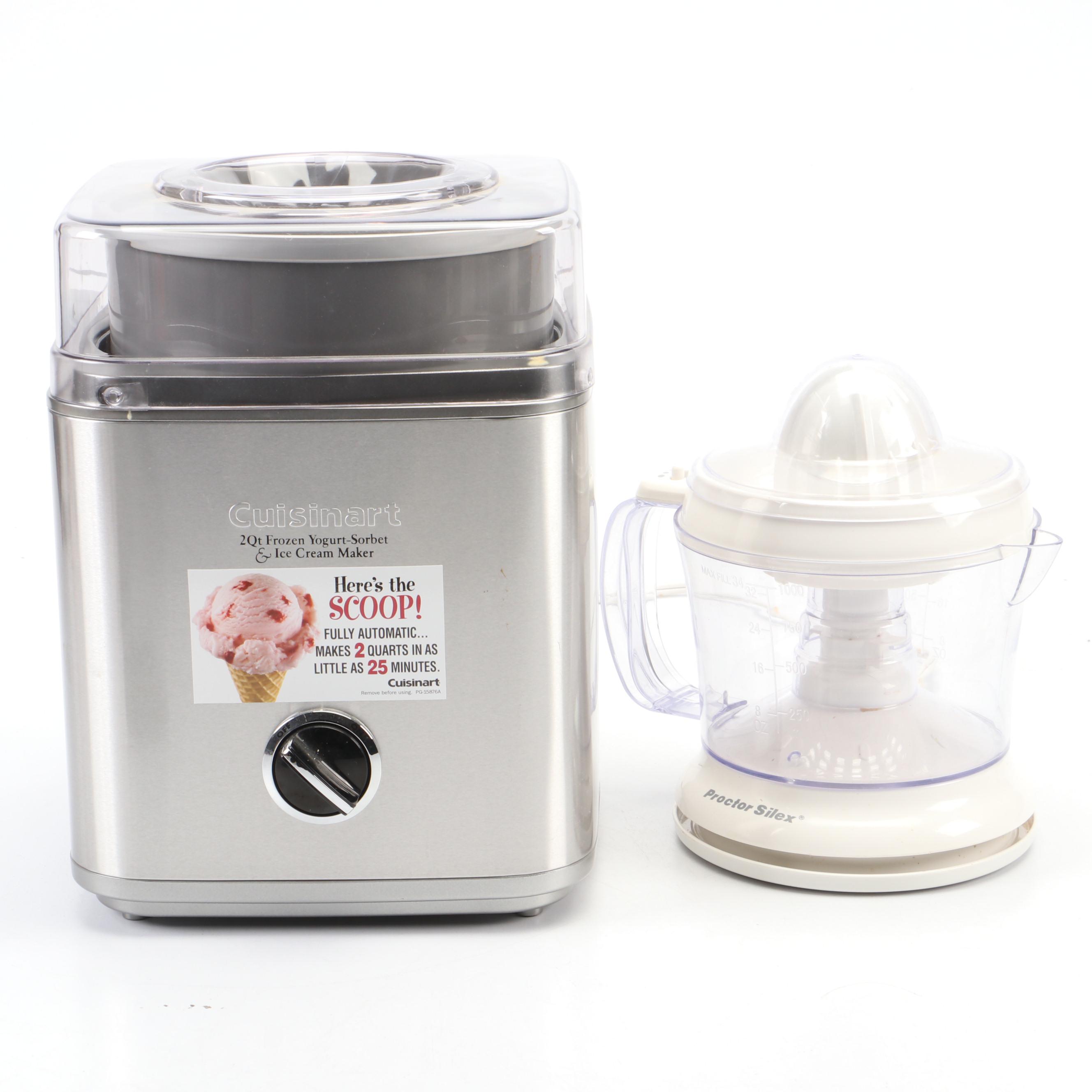 Cuisinart 2Qt Ice Cream Maker and Proctor Silex Juicer