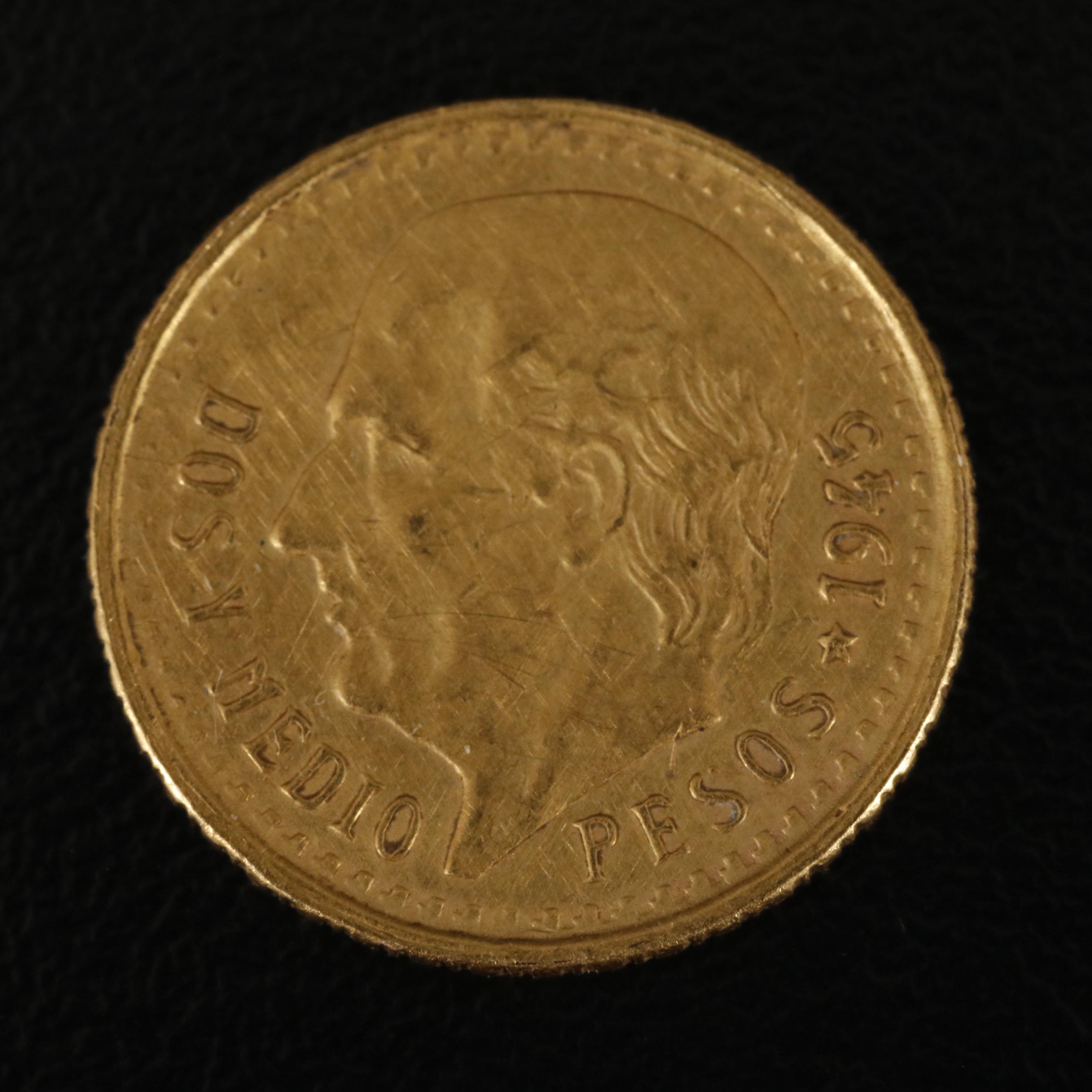 1945 Mexico 2 1/2 Peso Gold Coin