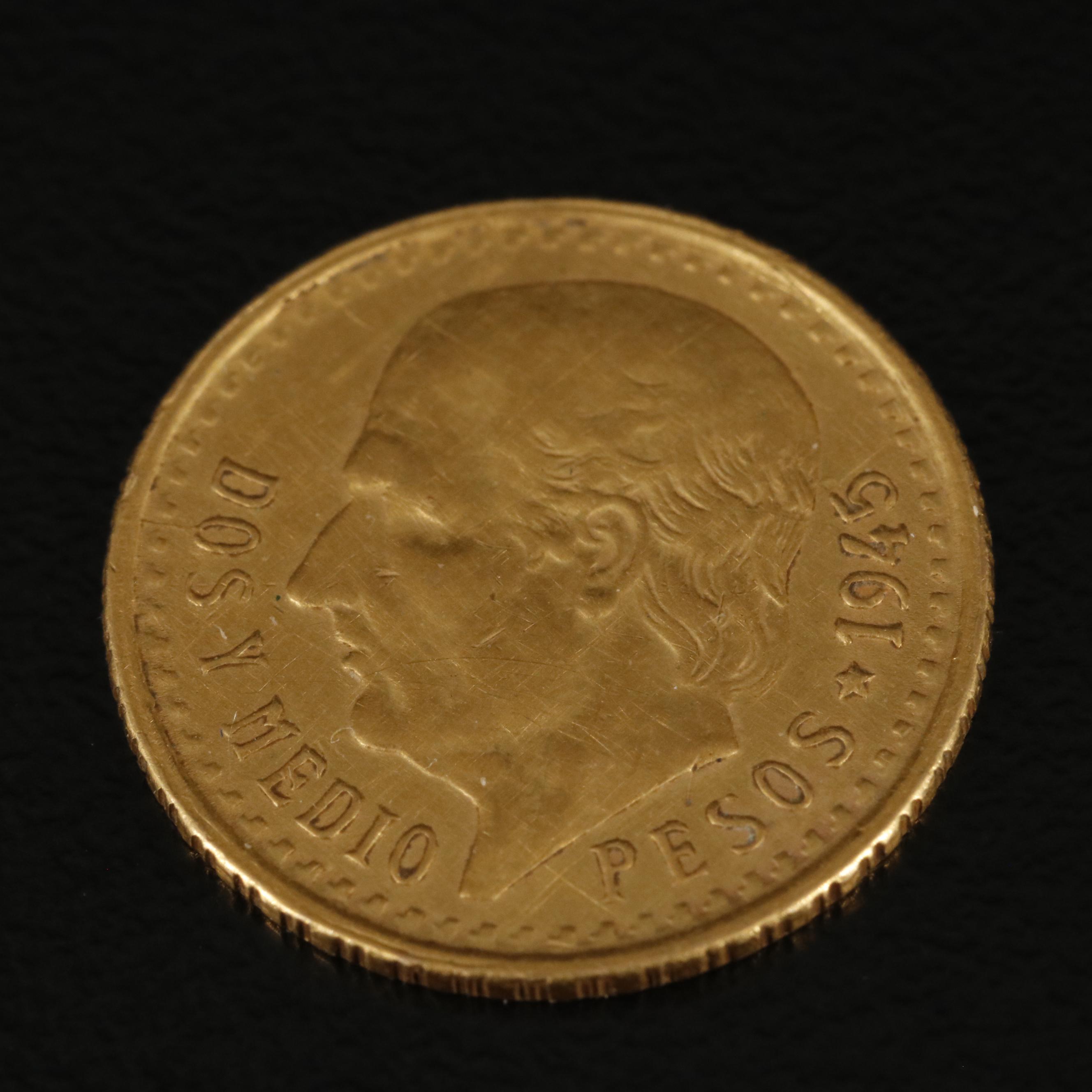 1945 Mexico 2 1/2 Peso Gold Coin
