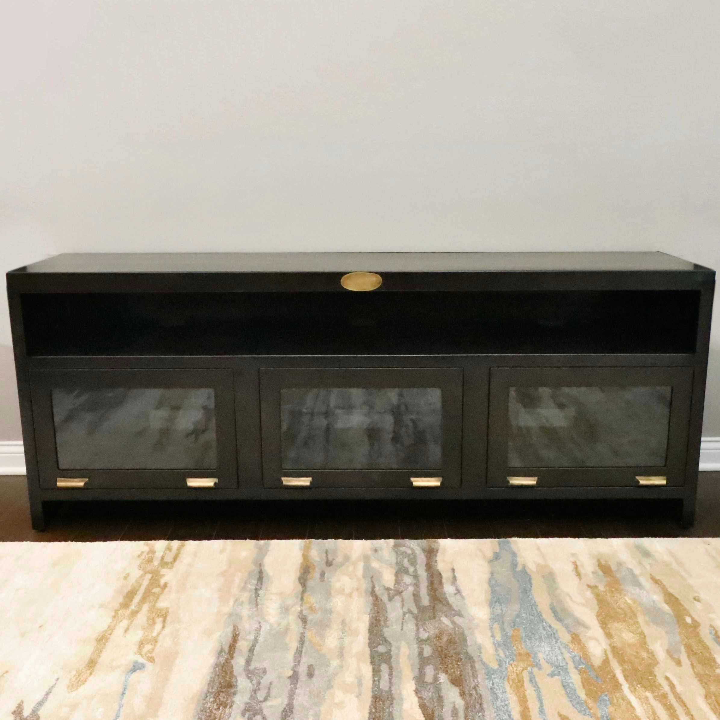 Four Hands "Rockwell" Three-Door Stained Wood and Metal Media Cabinet