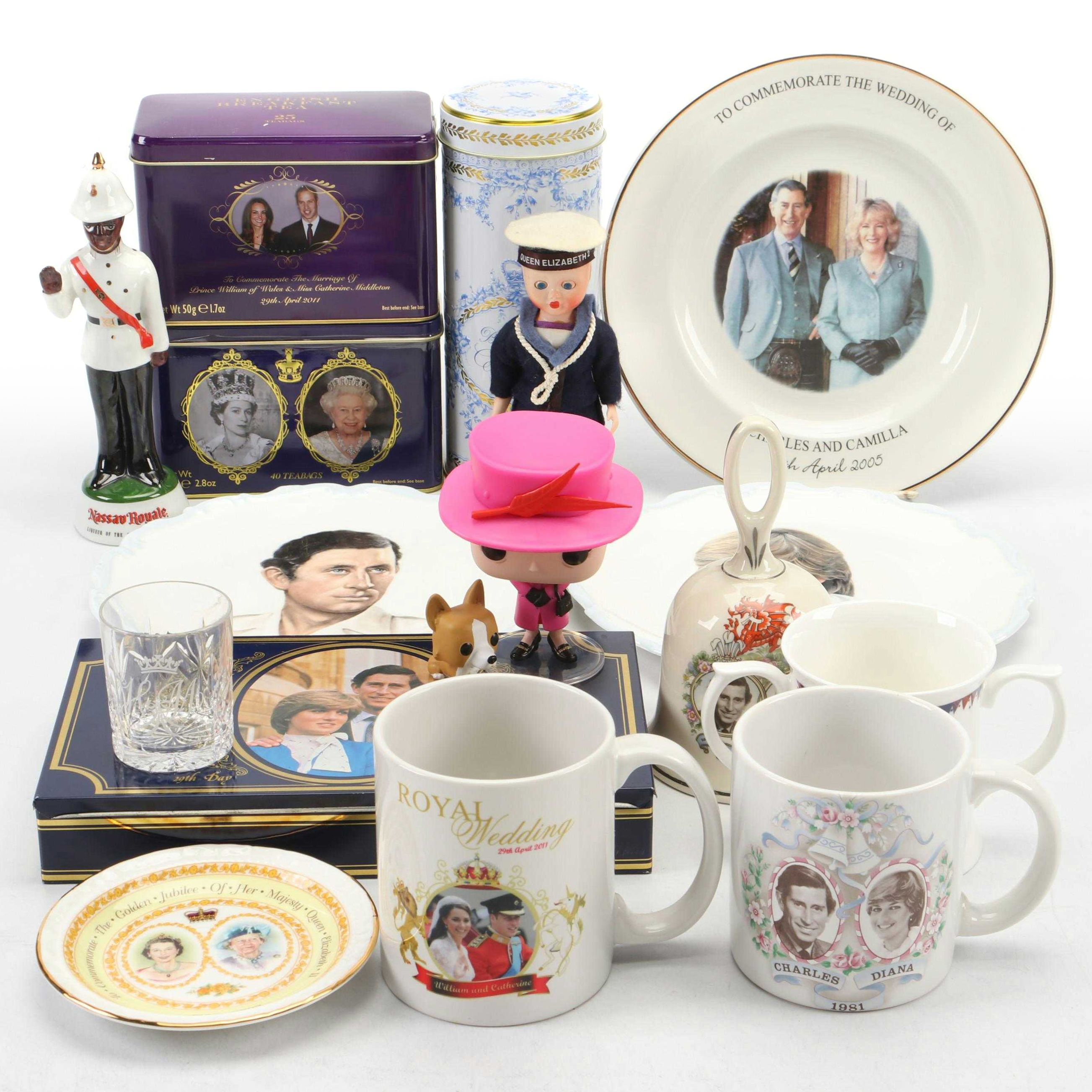 Porcelain Plates, Tin Boxes, Figurines, and Other Royal Family Memorabilia