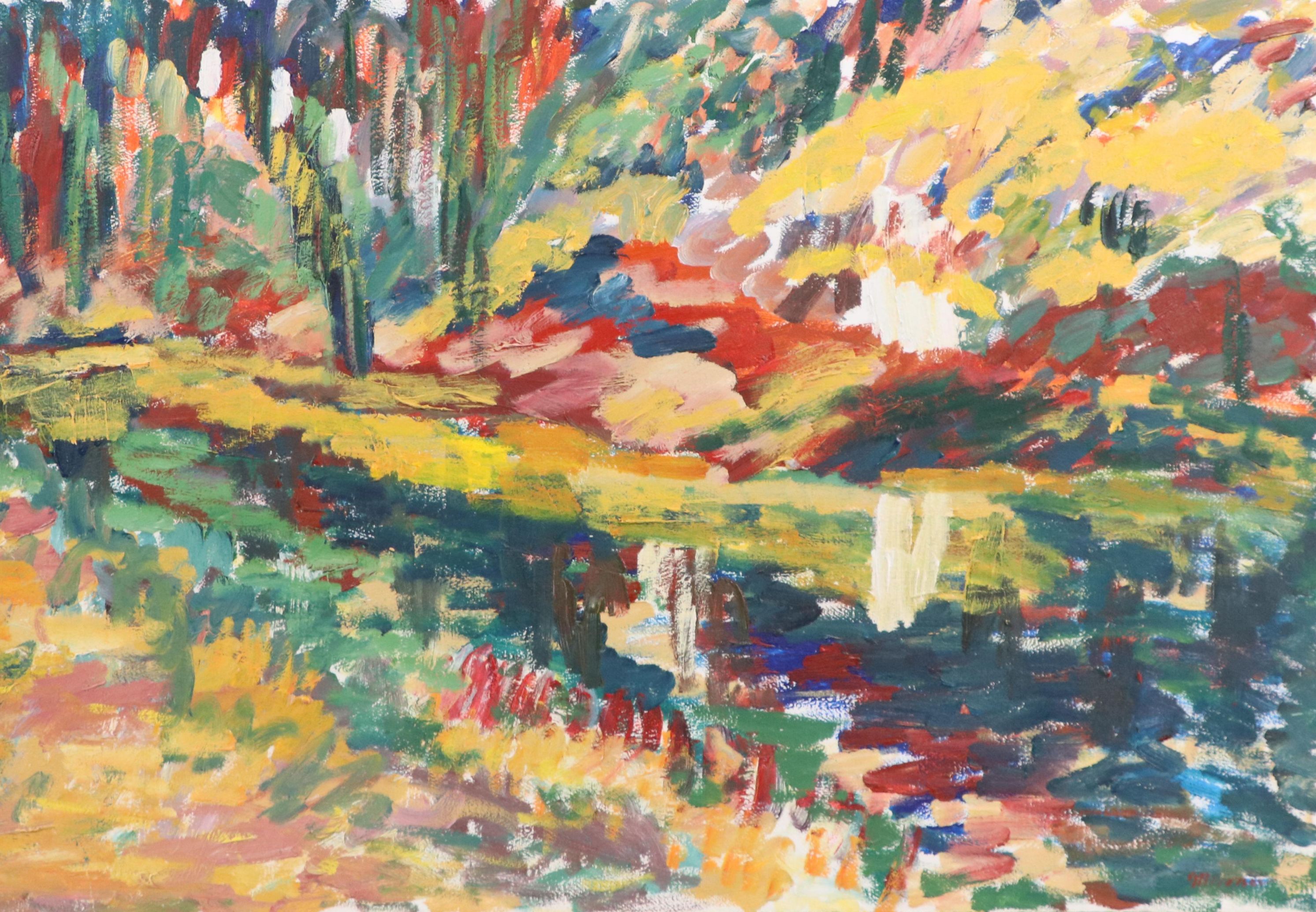 Abstract Expressionist Style Oil Painting of a Landscape, 21st Century