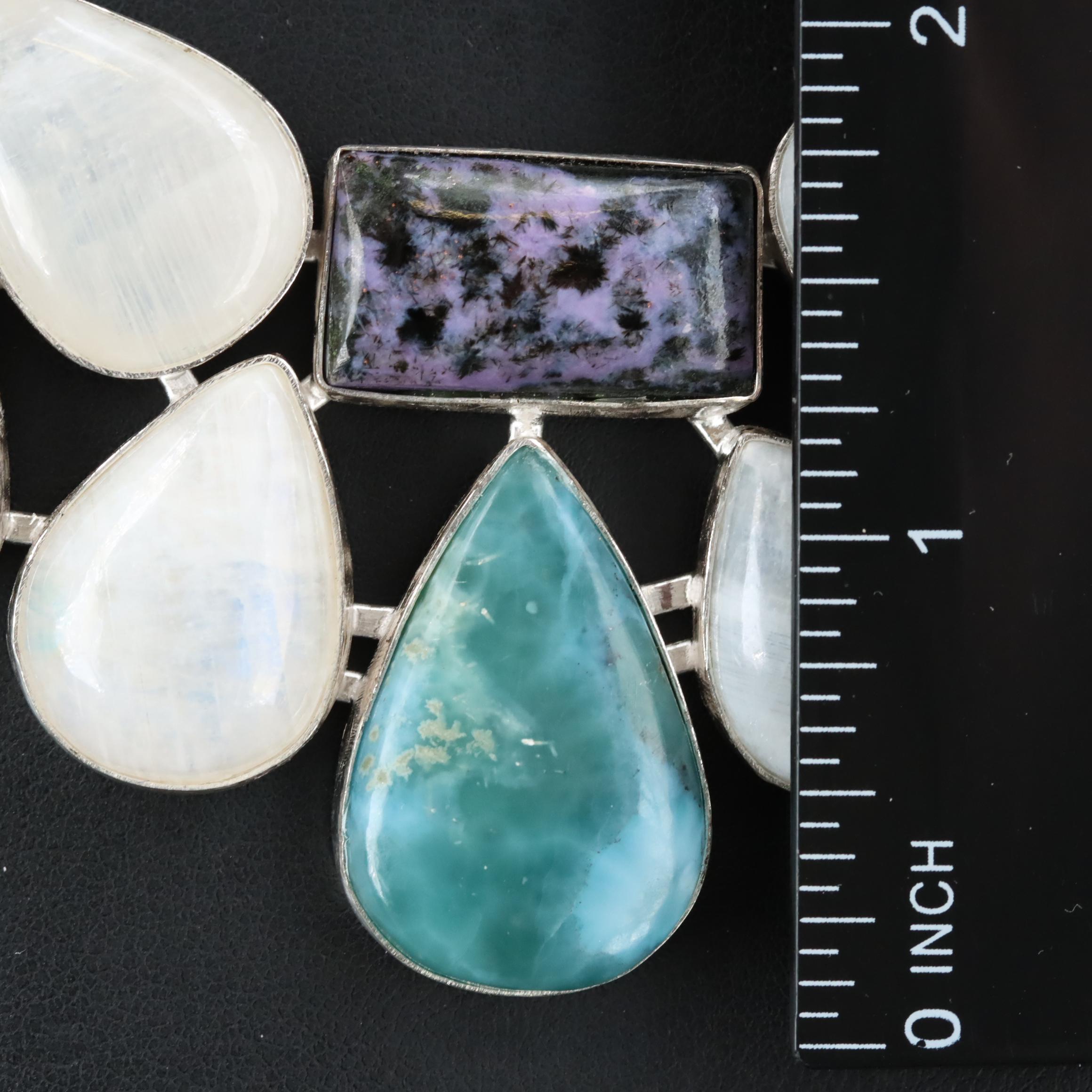 Gemstone Bib Necklace with Sterling Chain