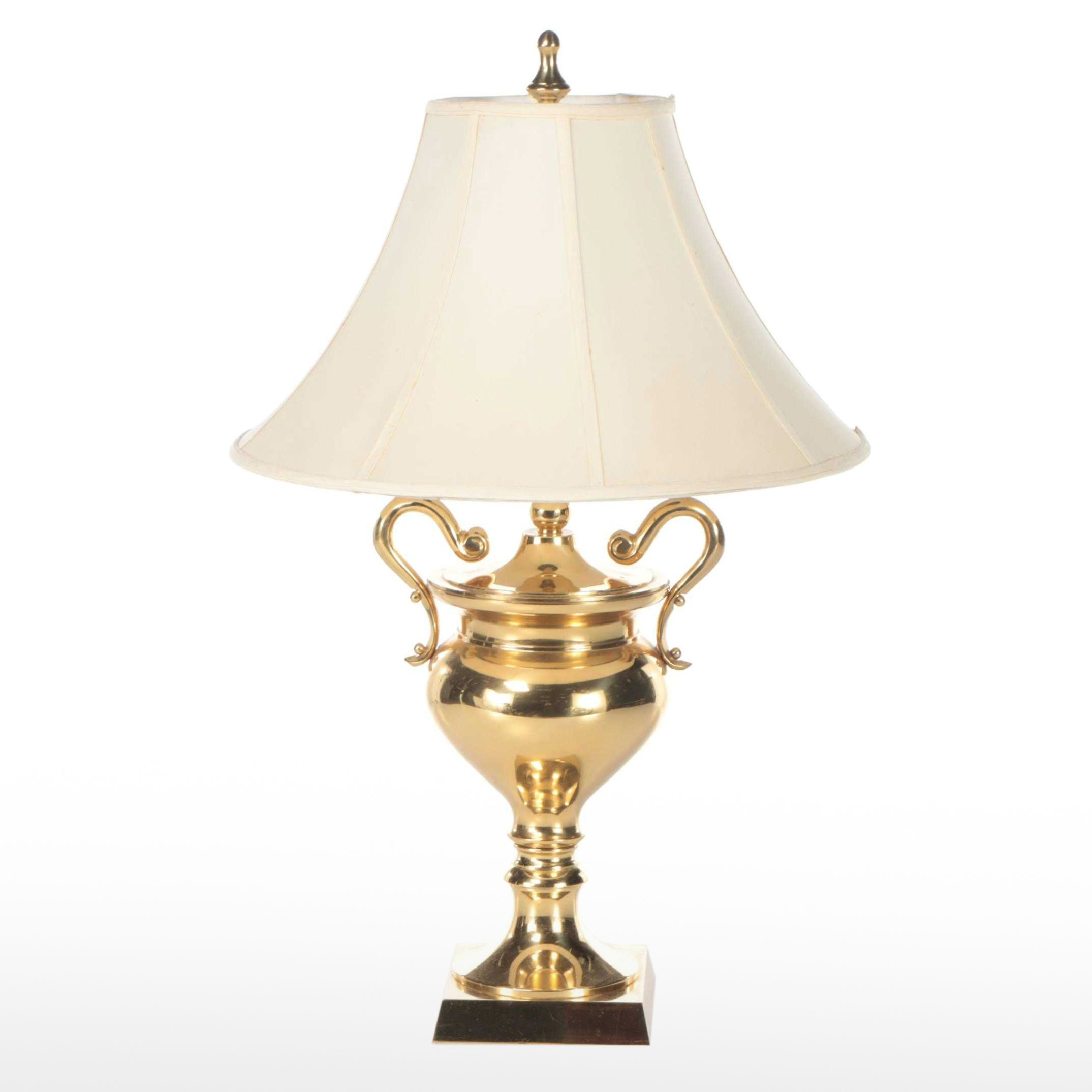Brass Double Handle Table Lamp with Fabric Lampshade