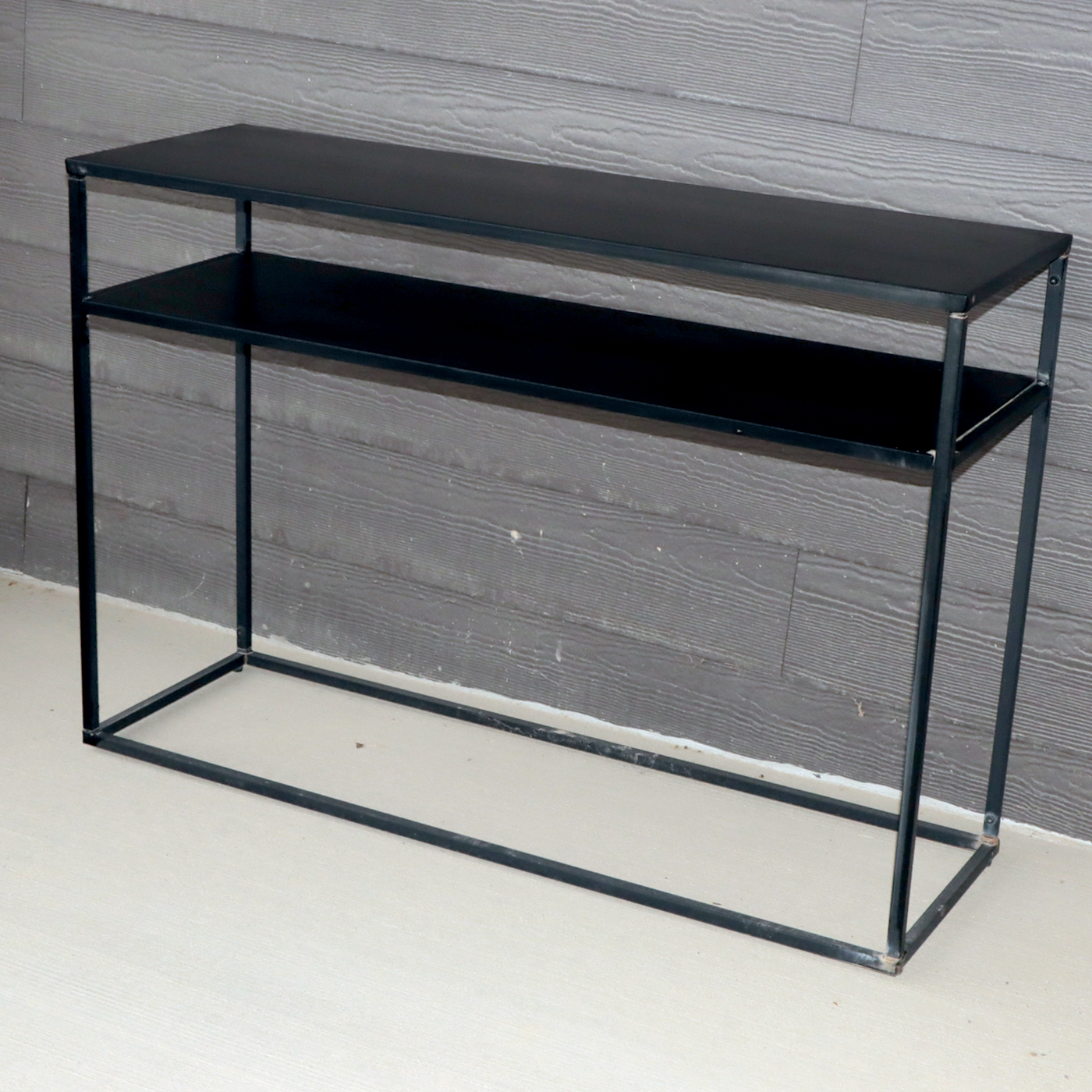 Metal Patio Console Table and Two Metal Candle Lanterns