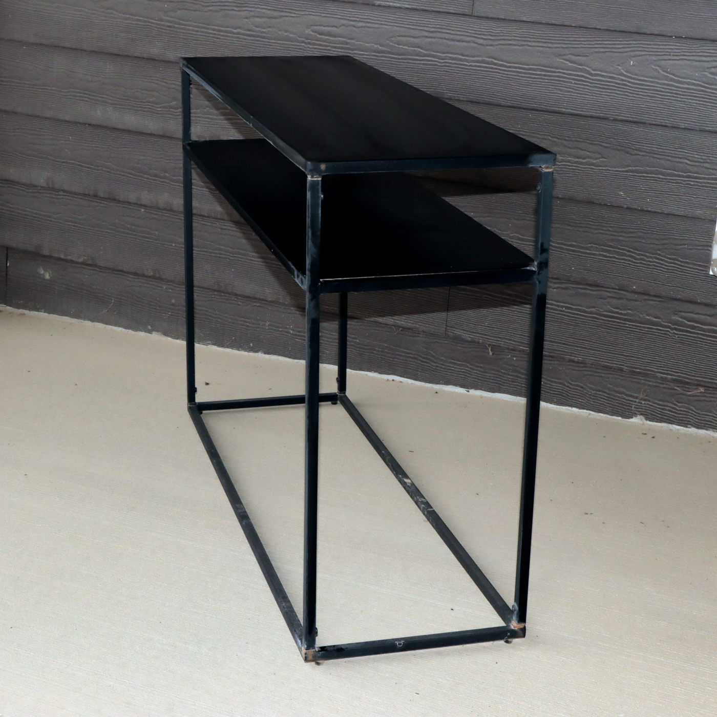 Metal Patio Console Table and Two Metal Candle Lanterns