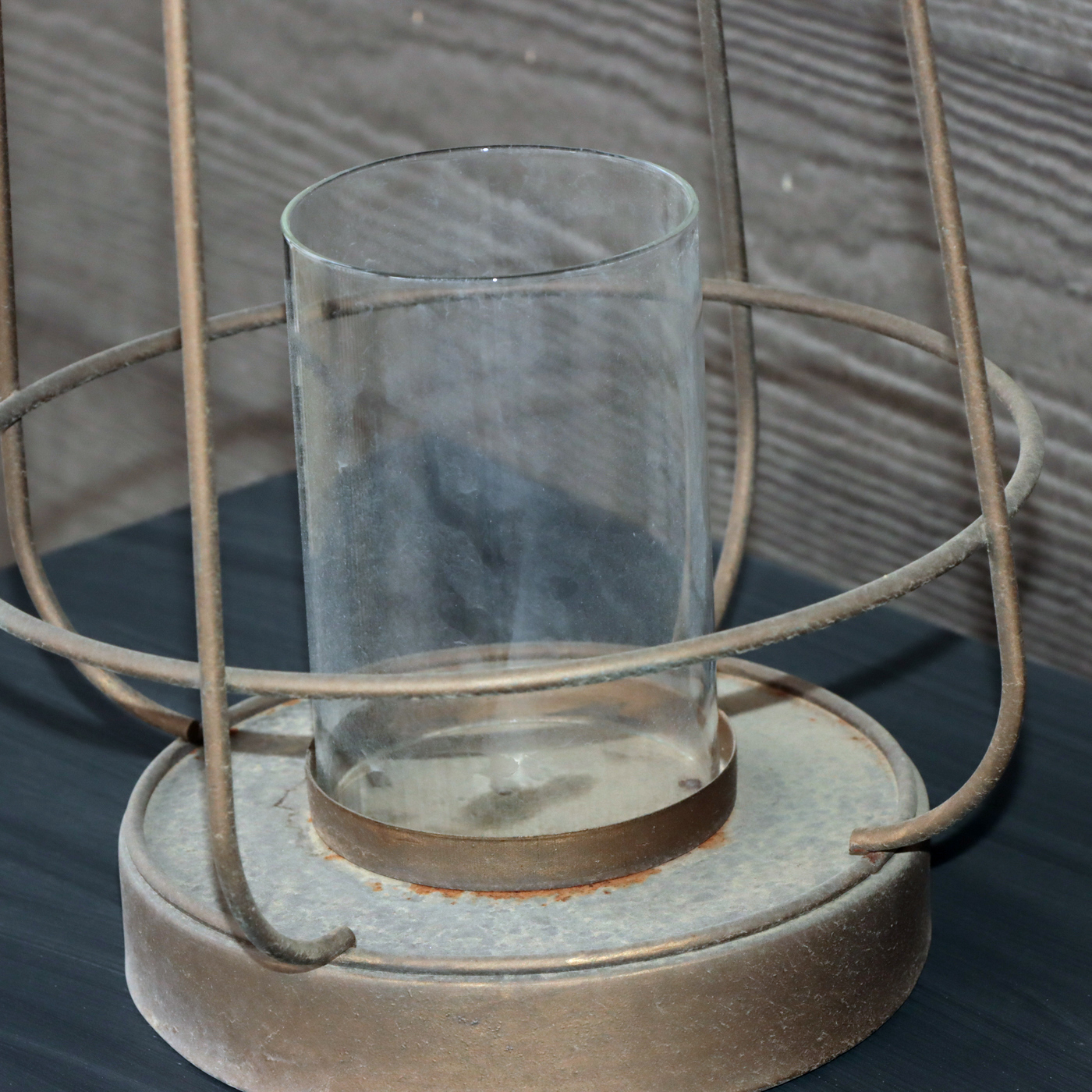 Metal Patio Console Table and Two Metal Candle Lanterns
