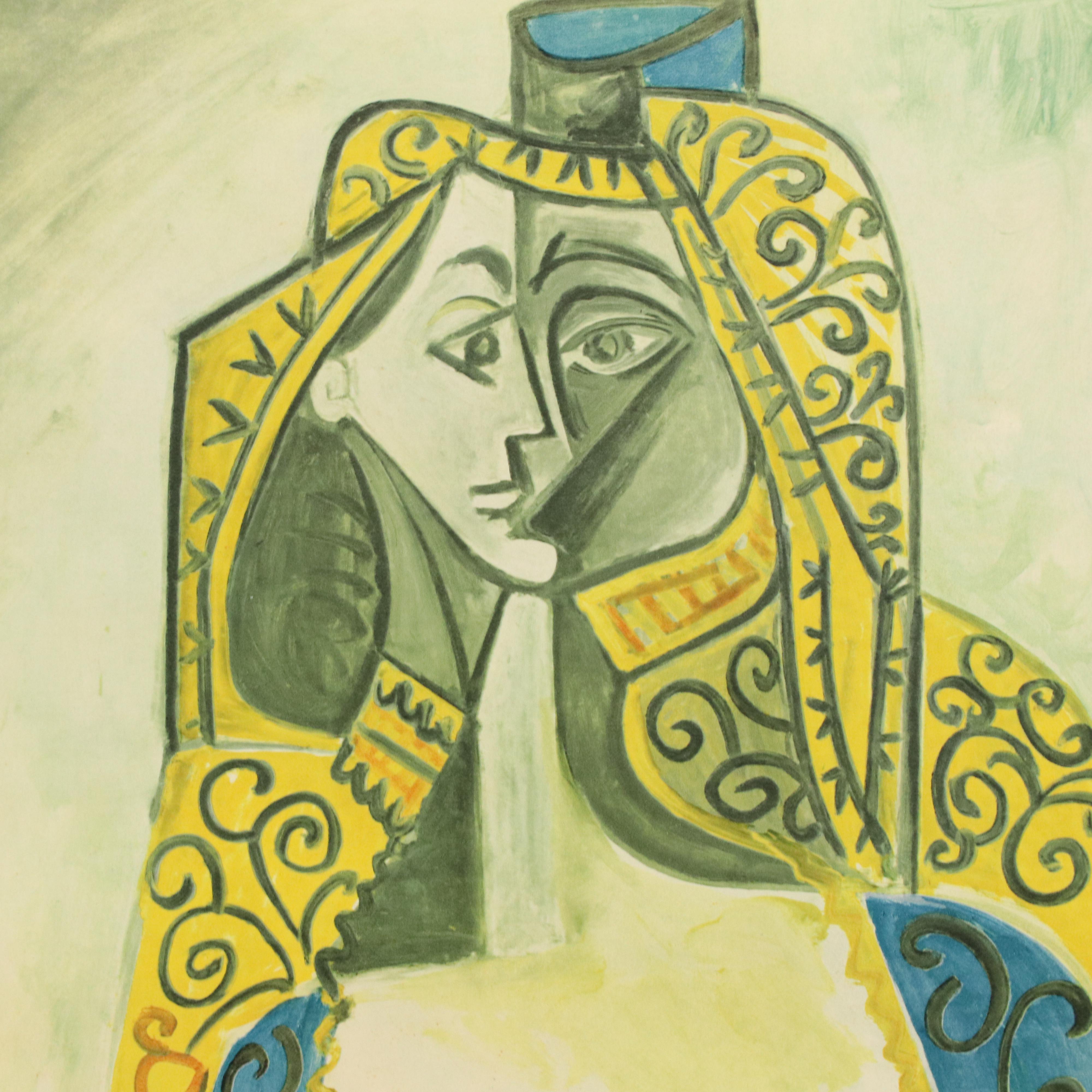 Color Rotogravure After Picasso "Jacqueline au Costume Turc," Mid-20th Century