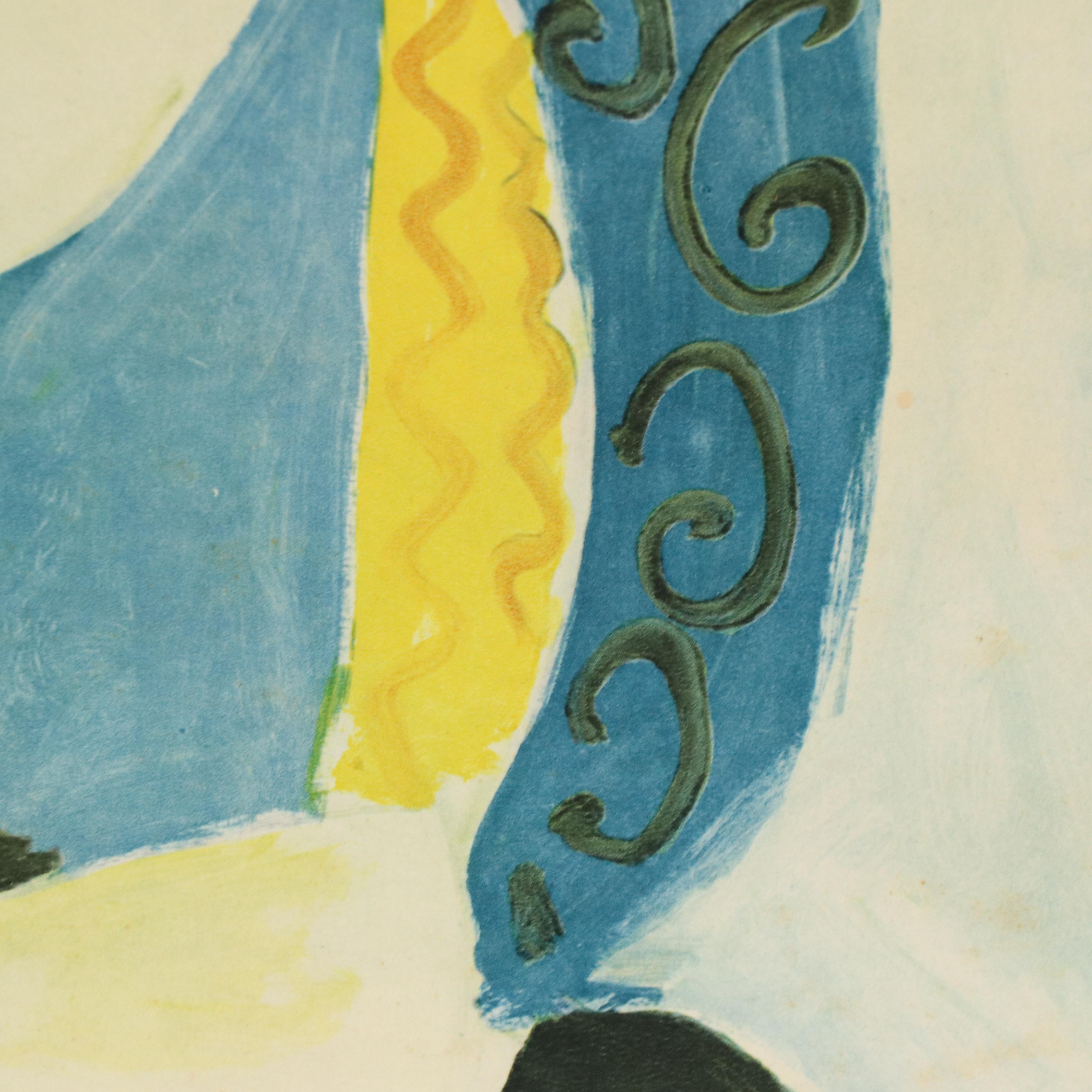 Color Rotogravure After Picasso "Jacqueline au Costume Turc," Mid-20th Century