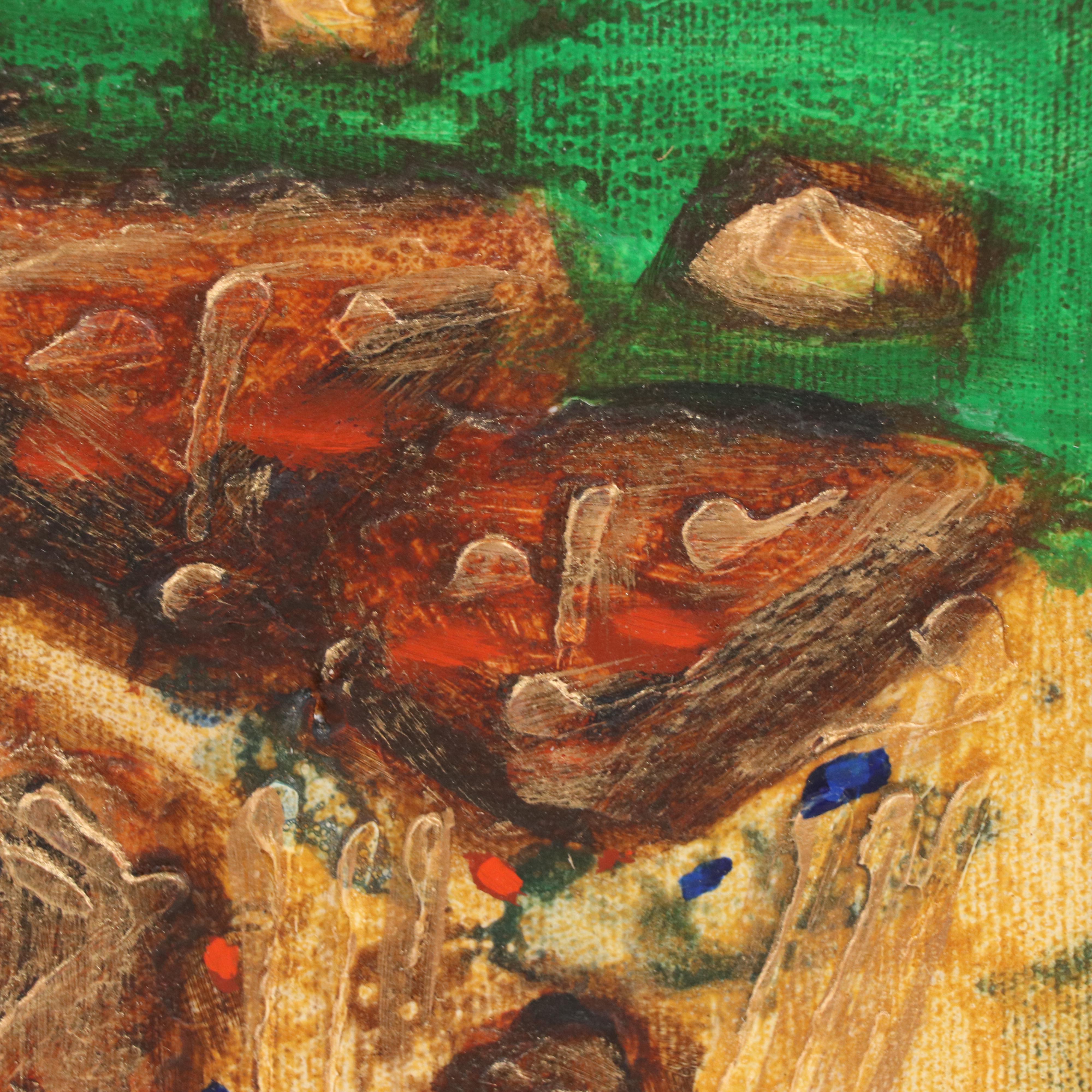 Modern Figural Abstract Mixed Media Painting