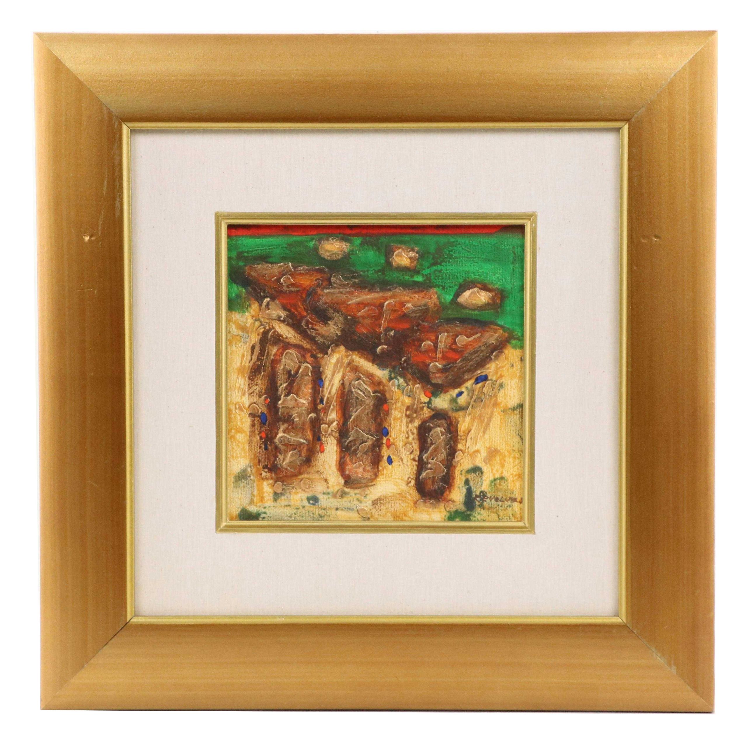 Modern Figural Abstract Mixed Media Painting