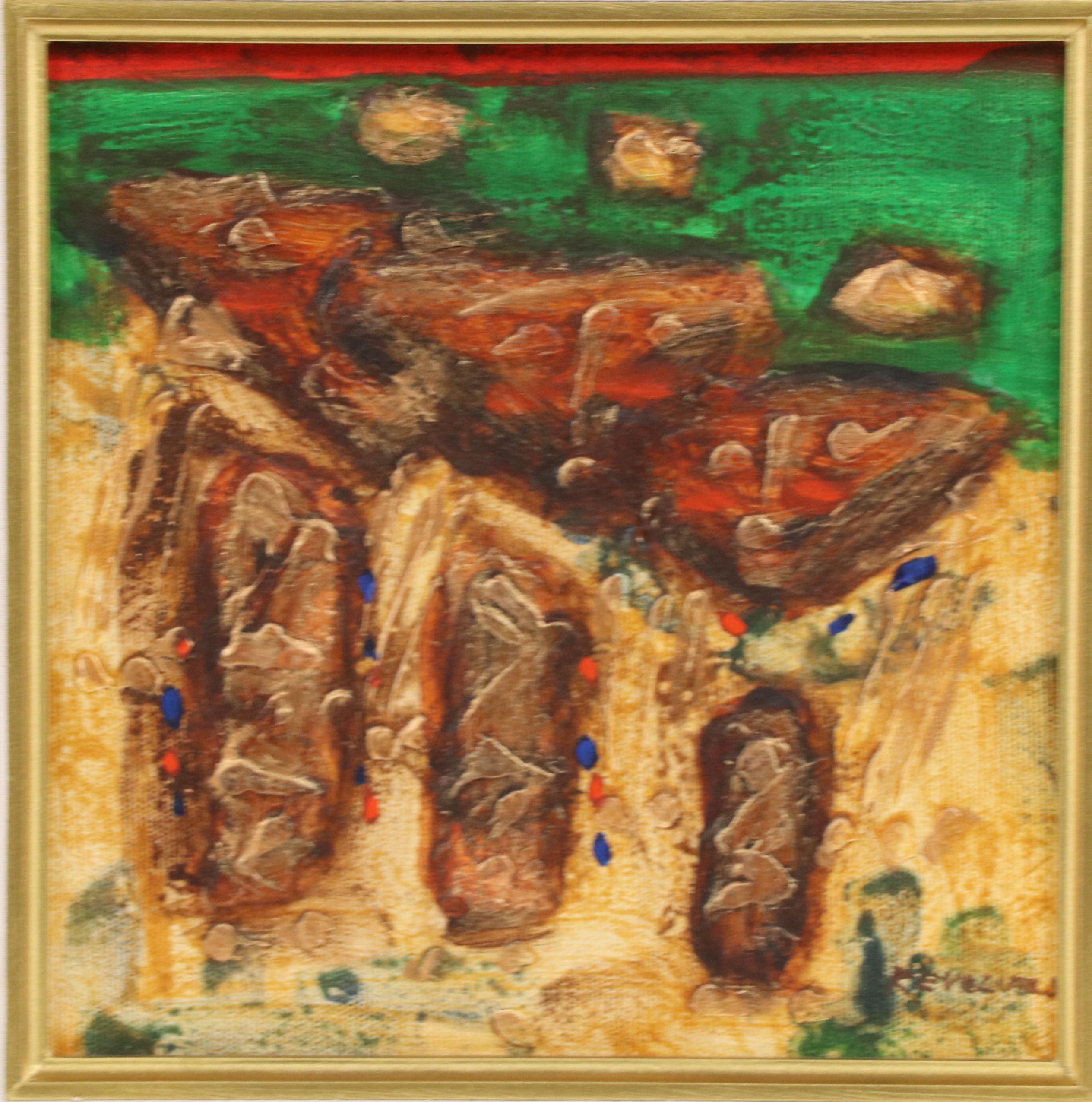 Modern Figural Abstract Mixed Media Painting