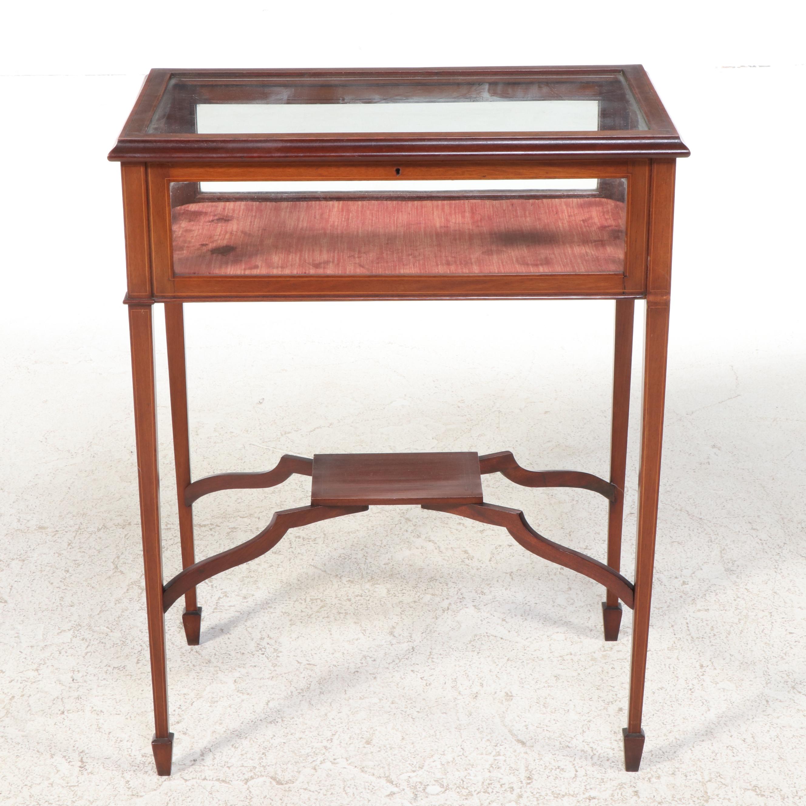 Federal Style Mahogany and String-Inlaid Vitrine Table, Early 20th Century
