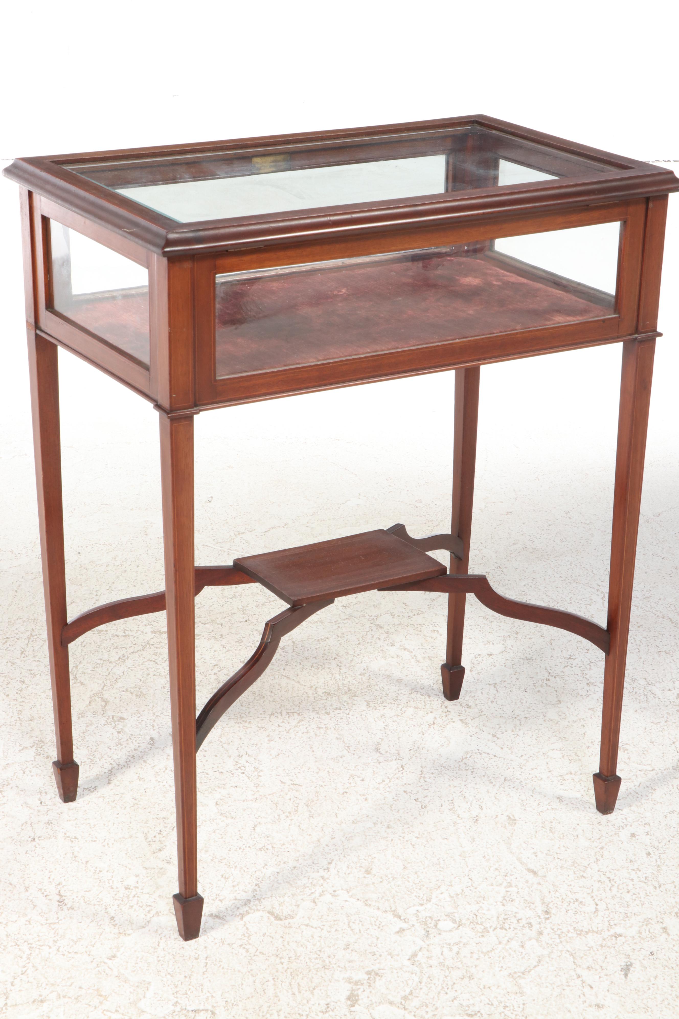 Federal Style Mahogany and String-Inlaid Vitrine Table, Early 20th Century