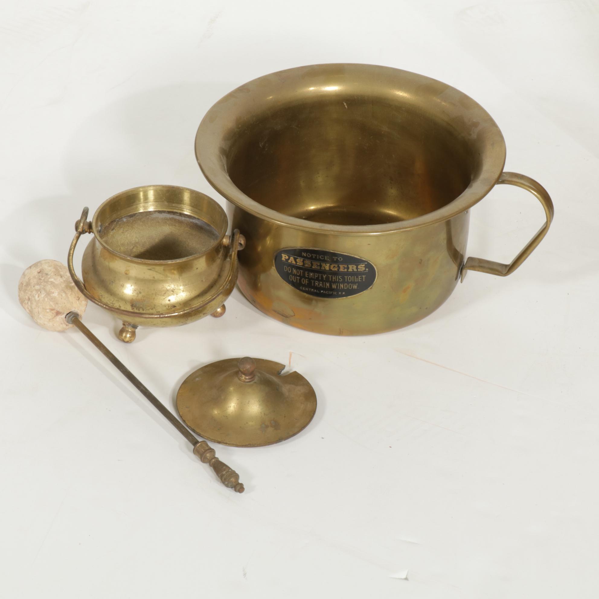 Brass Fire Starter Set, Novelty Chamber Pot, Jointed Shoe Stretchers and More
