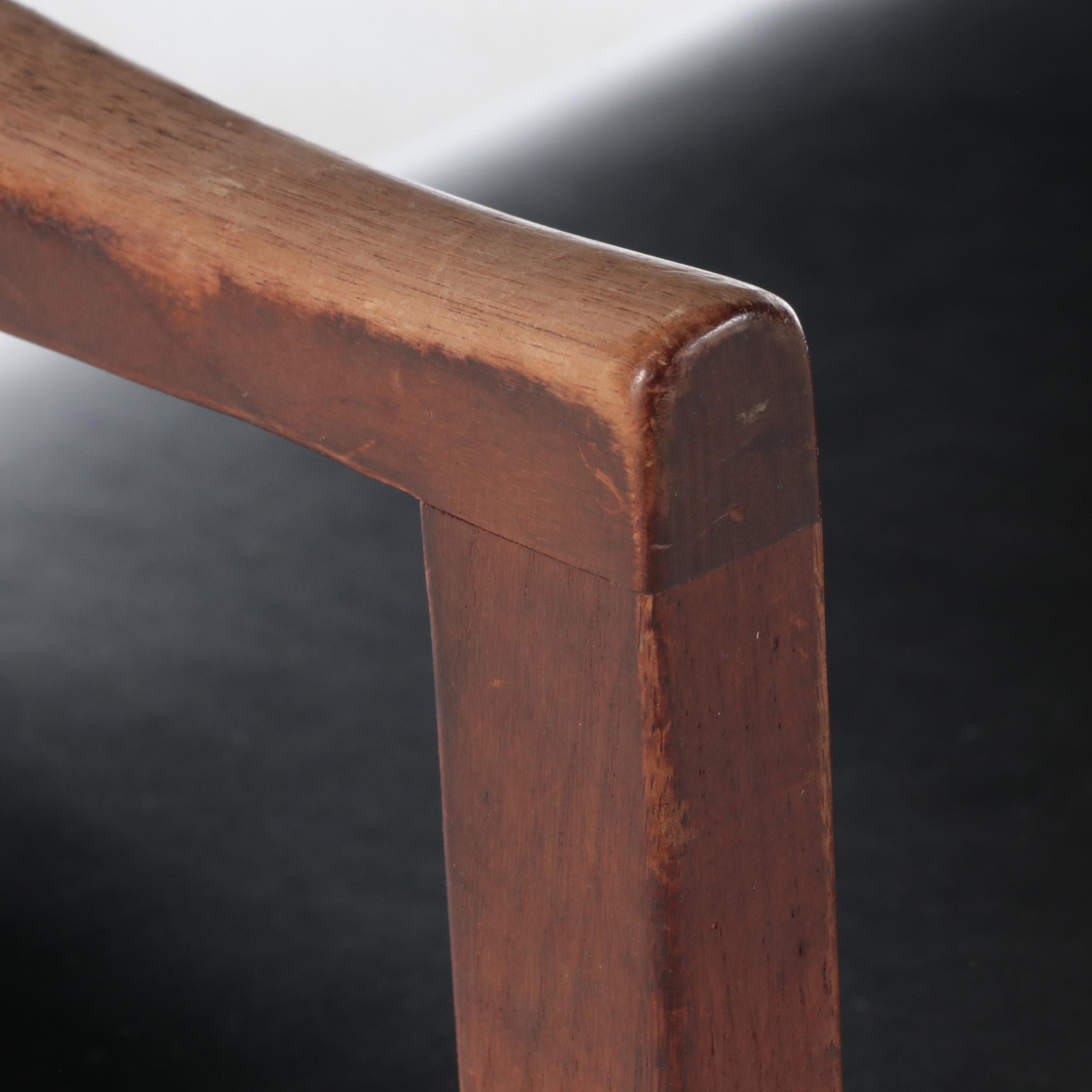 Pair of W.H. Gunlocke Chair Co. Mid Century Modern Walnut and Vinyl Armchairs