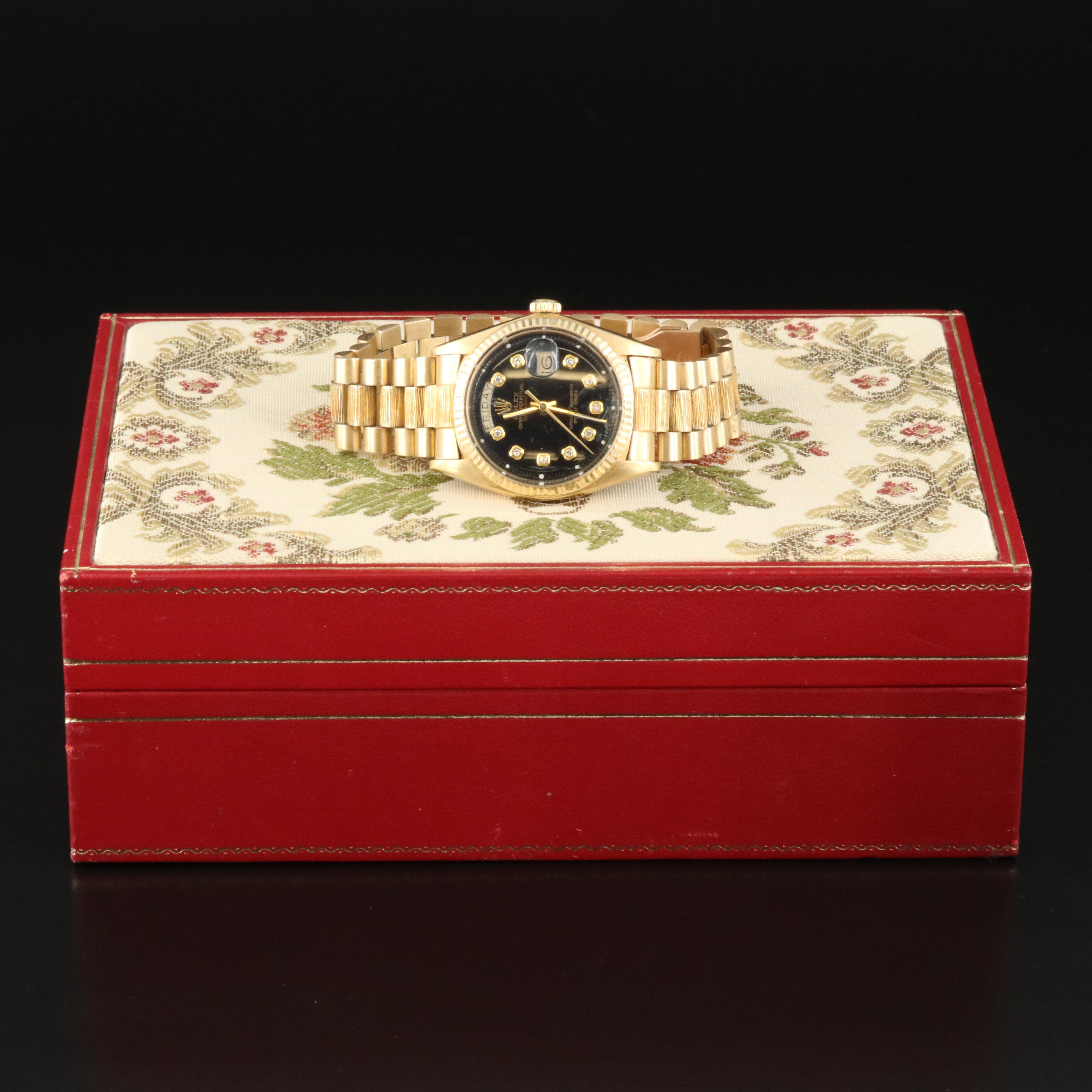 1974 Rolex Custom Diamond Dial Day-Date Watch