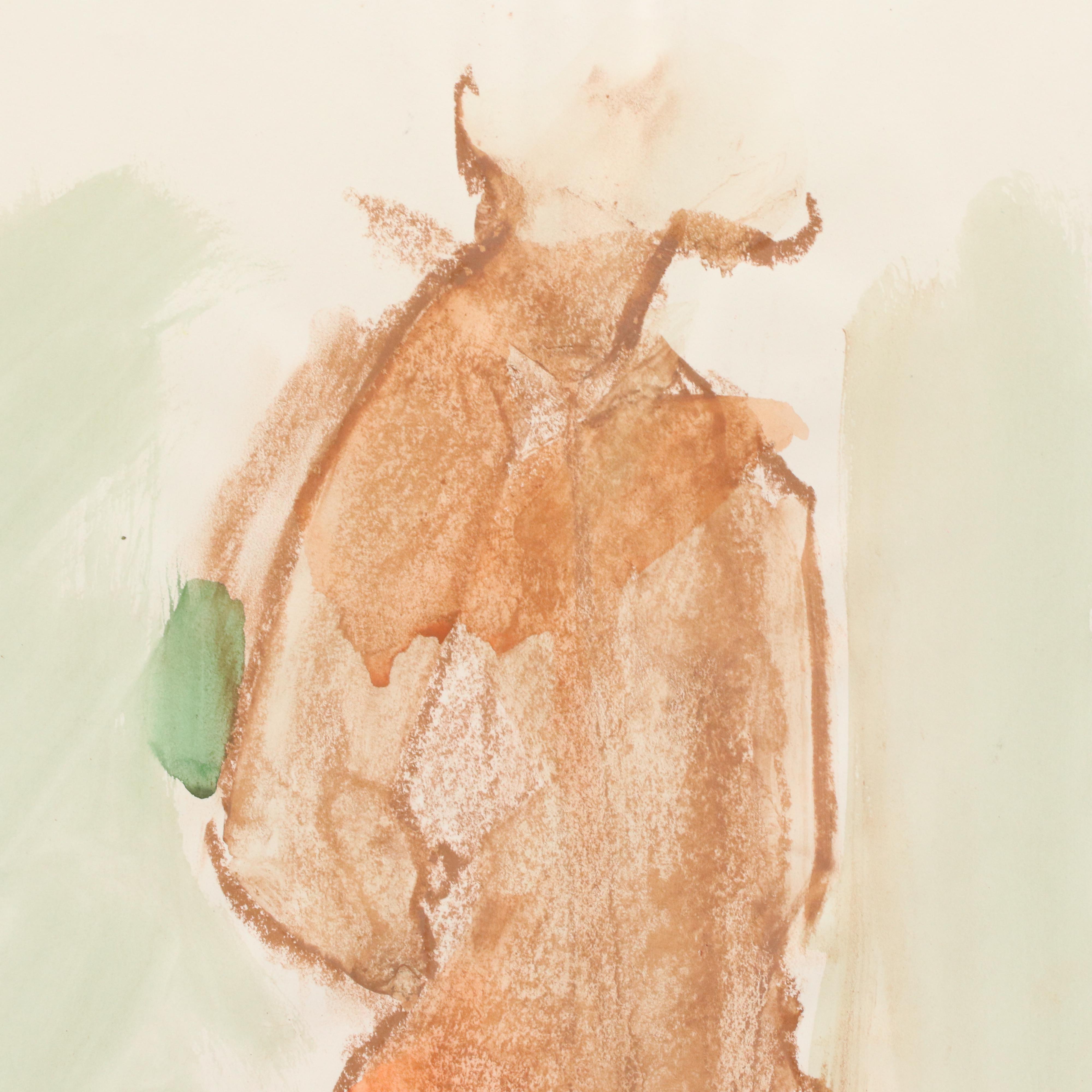 Jack Meanwell Mixed Media Drawing of Nude Figure, Late 20th Century