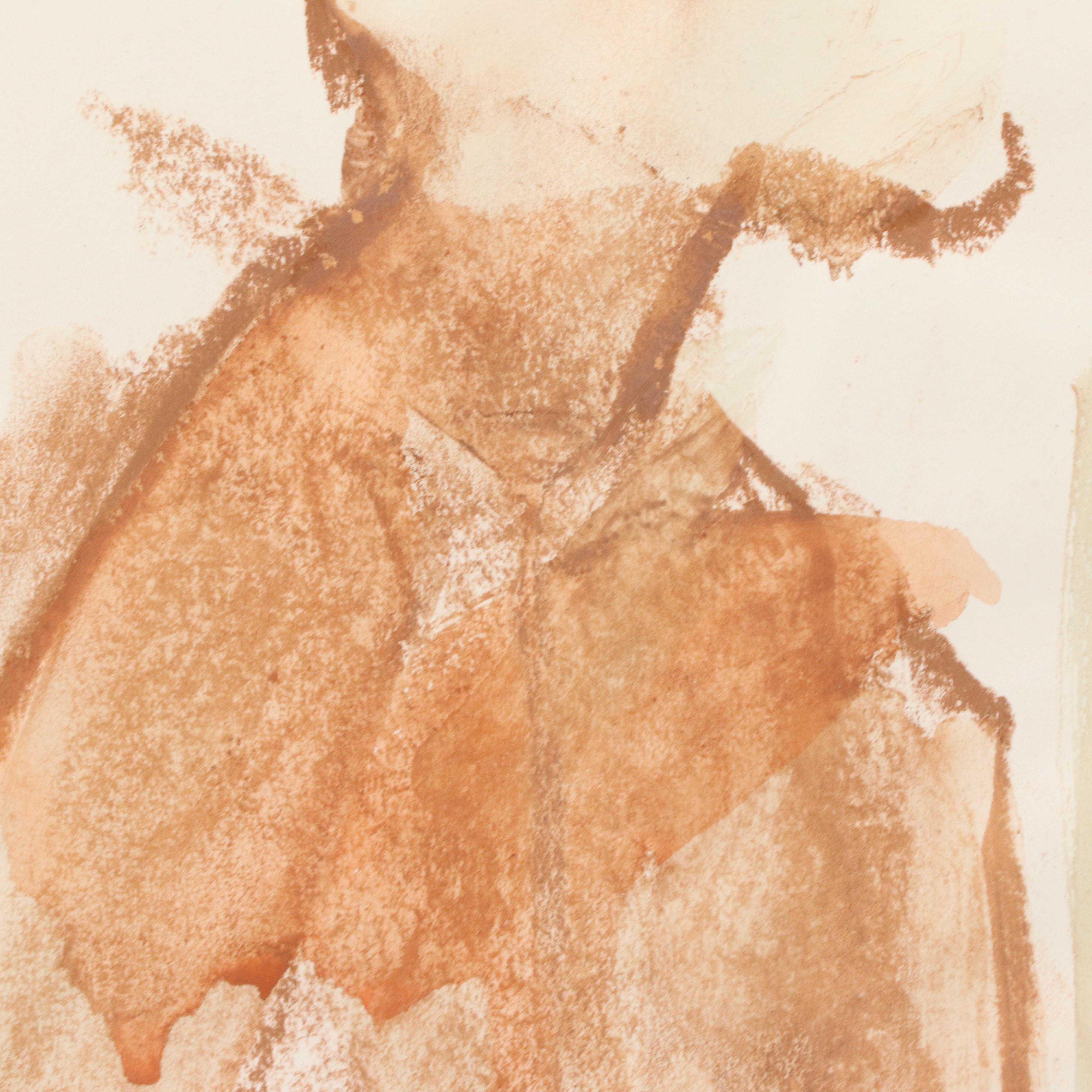 Jack Meanwell Mixed Media Drawing of Nude Figure, Late 20th Century