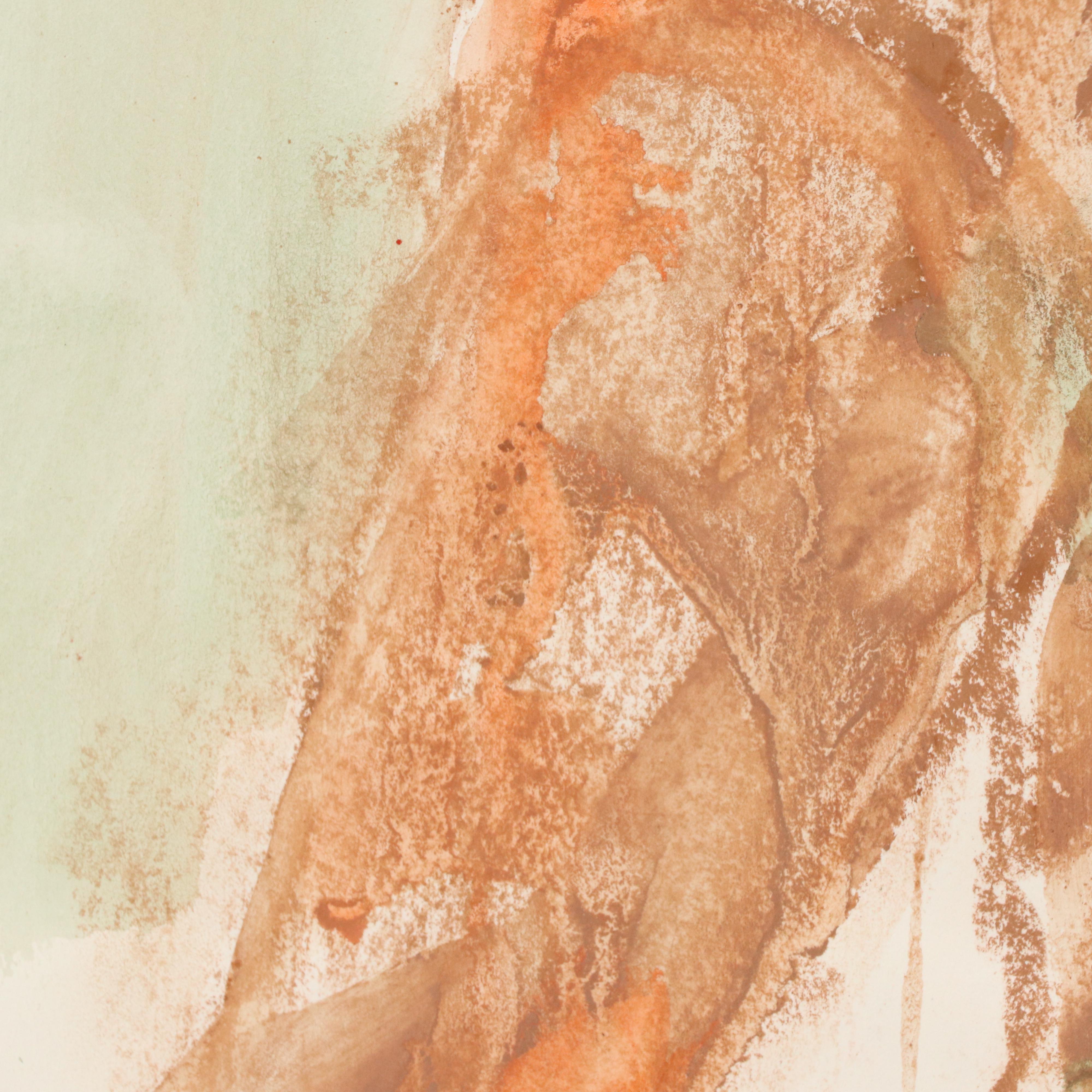 Jack Meanwell Mixed Media Drawing of Nude Figure, Late 20th Century