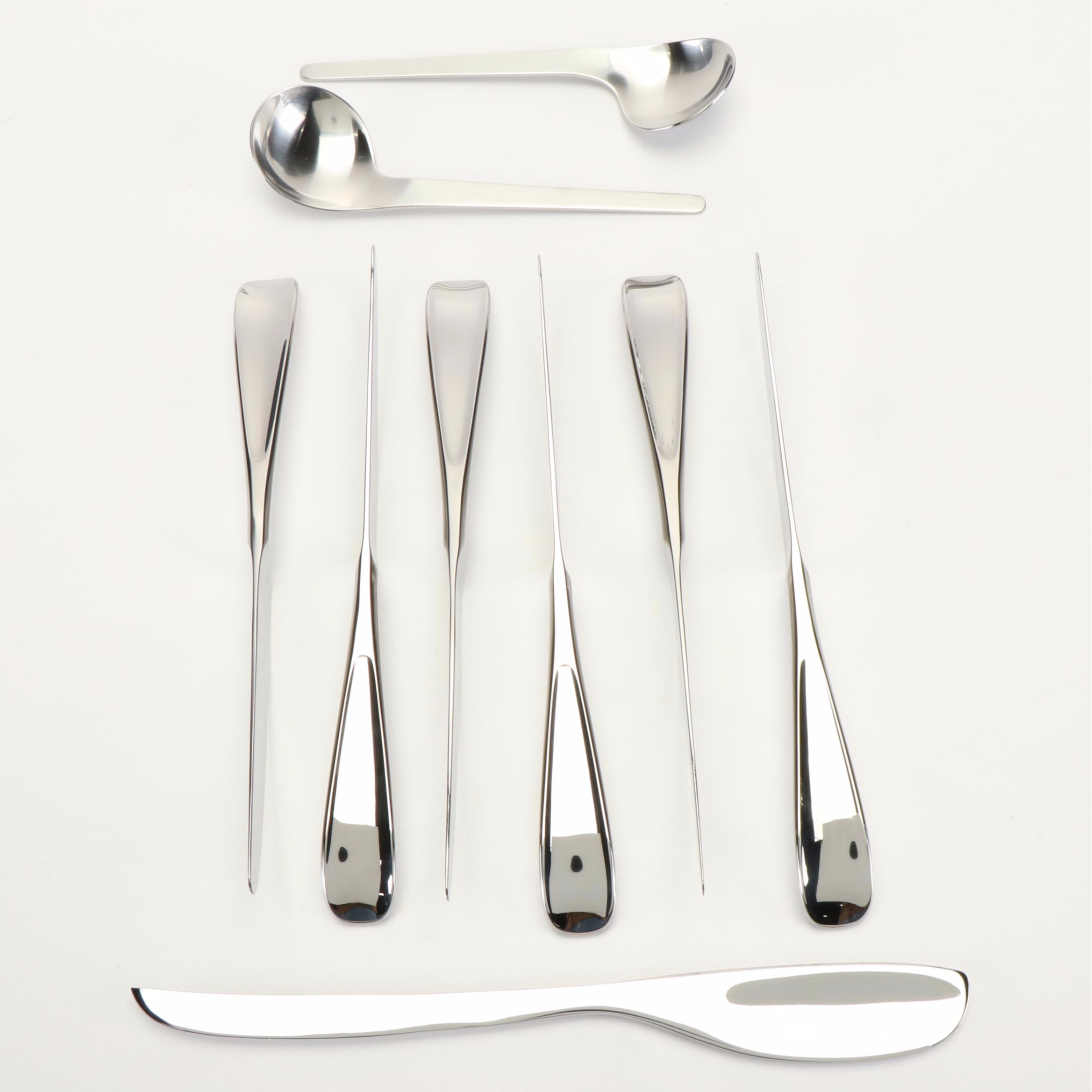 Georg Jensen Stainless Steel Cheese Knife, Dinner Knives and Left Handed Spoons