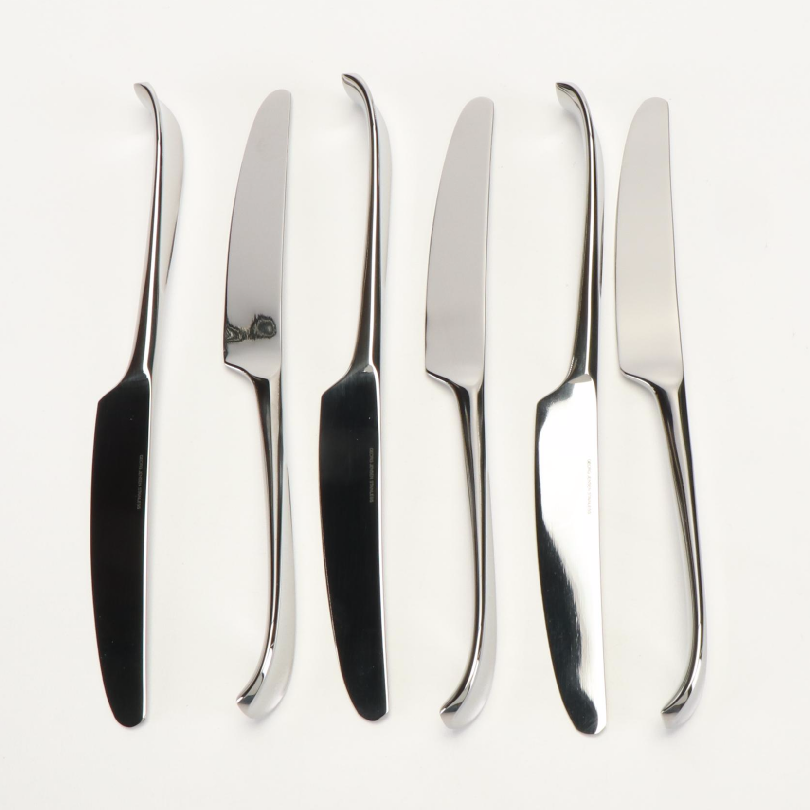 Georg Jensen Stainless Steel Cheese Knife, Dinner Knives and Left Handed Spoons
