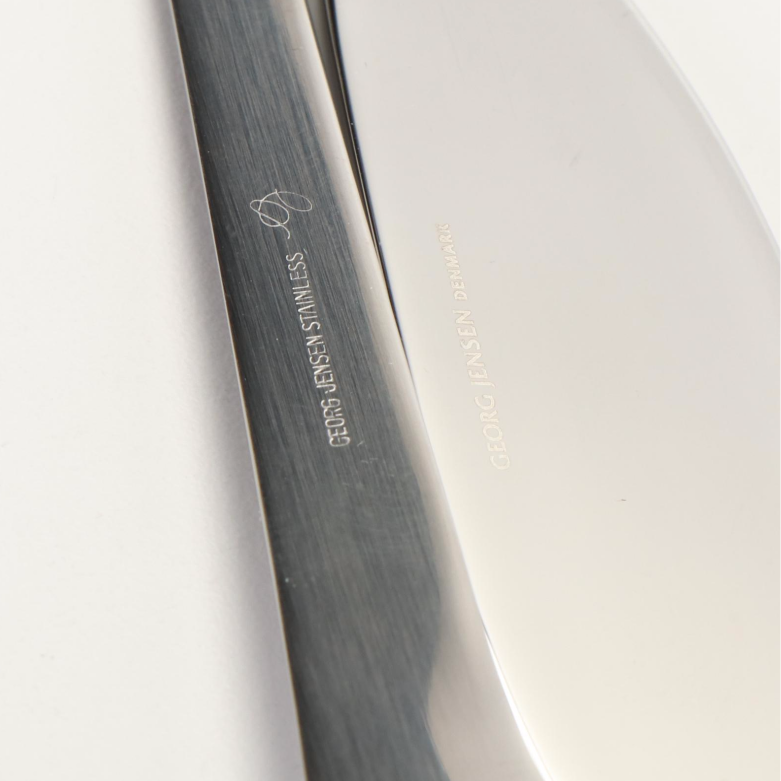 Georg Jensen Stainless Steel Cheese Knife, Dinner Knives and Left Handed Spoons