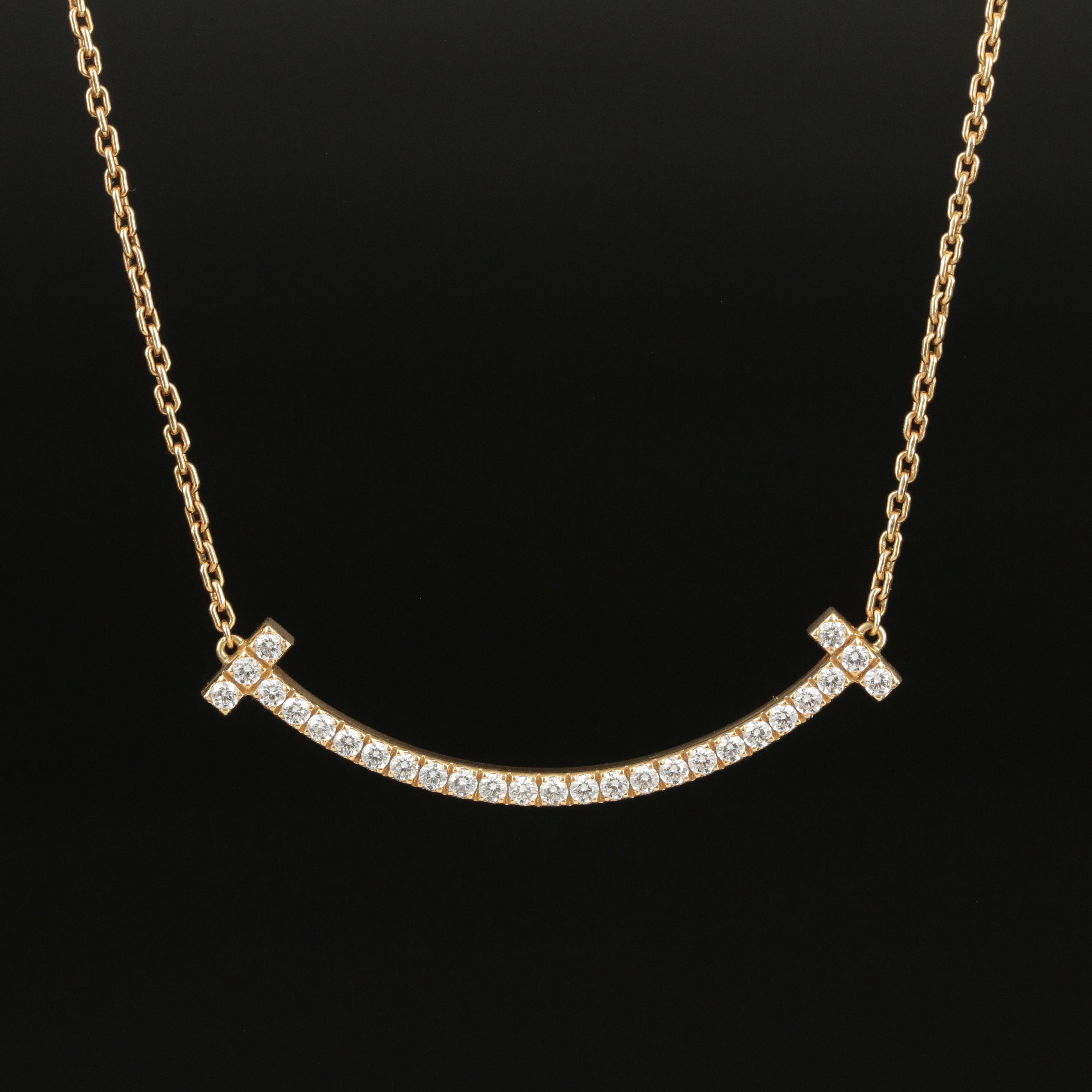 Tiffany & Co. "T Smile" 18K 0 .68 CTW Diamond Necklace