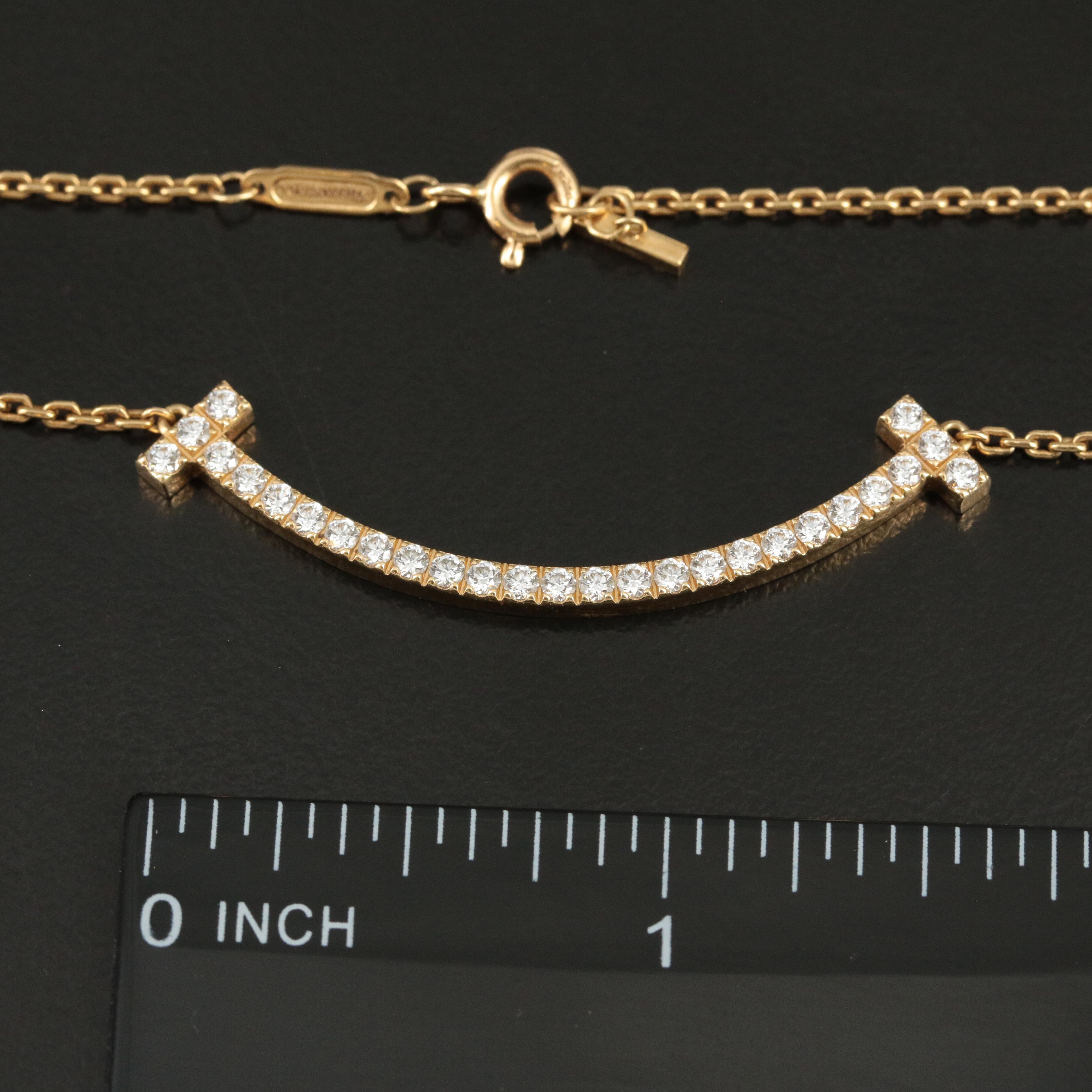 Tiffany & Co. "T Smile" 18K 0 .68 CTW Diamond Necklace