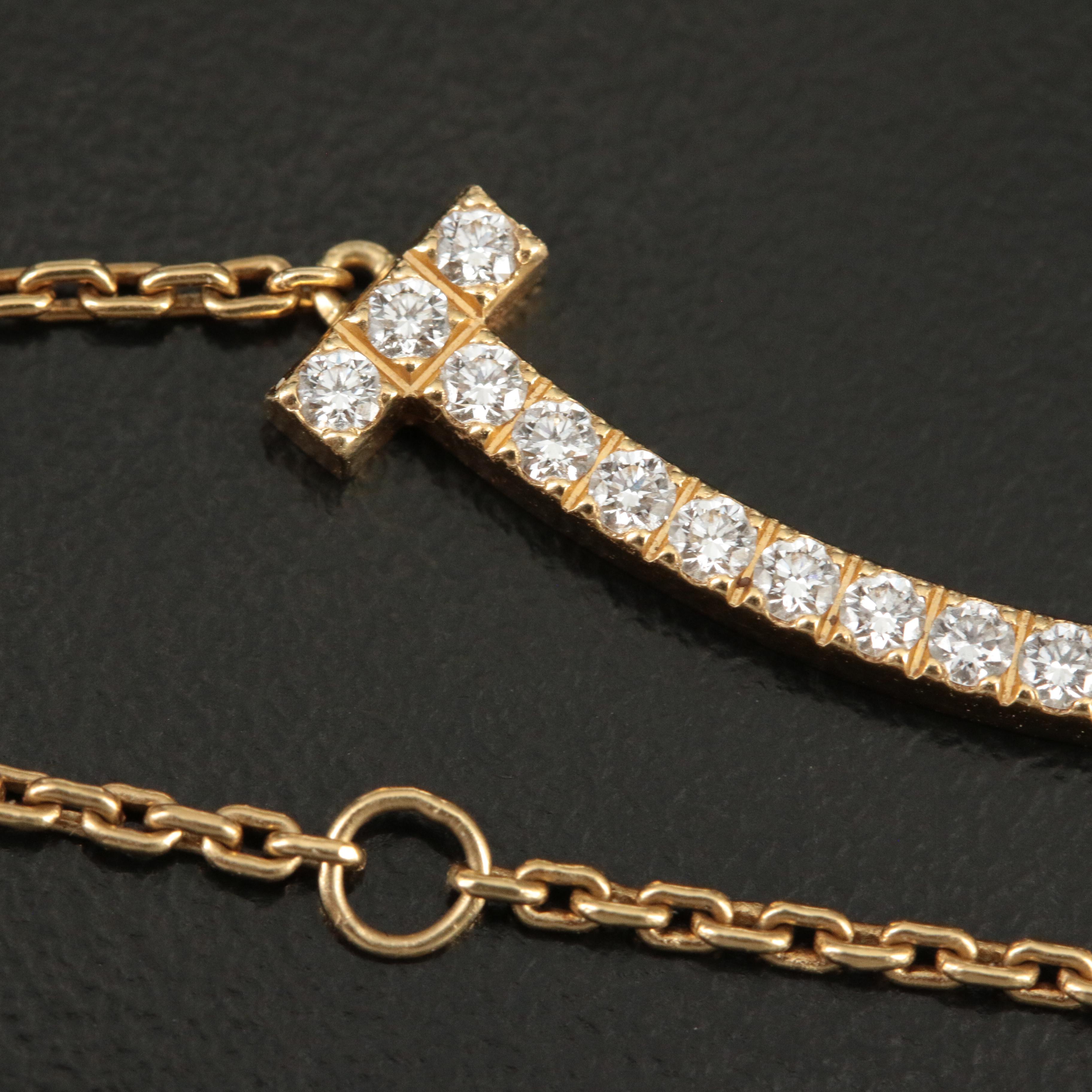 Tiffany & Co. "T Smile" 18K 0 .68 CTW Diamond Necklace