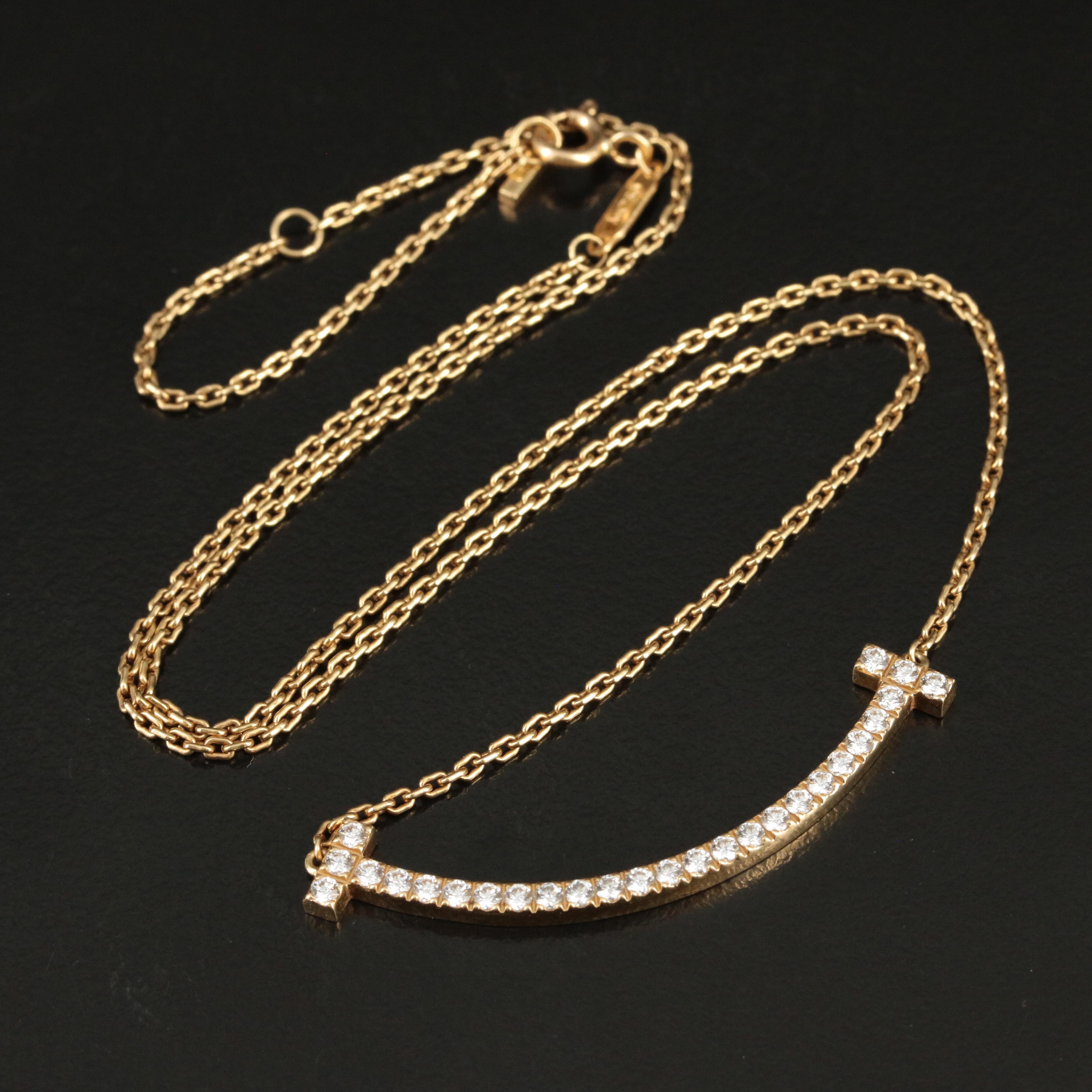 Tiffany & Co. "T Smile" 18K 0 .68 CTW Diamond Necklace