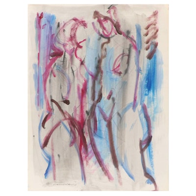 Jack Meanwell Modern Figural Watercolor Painting, Late 20th Century