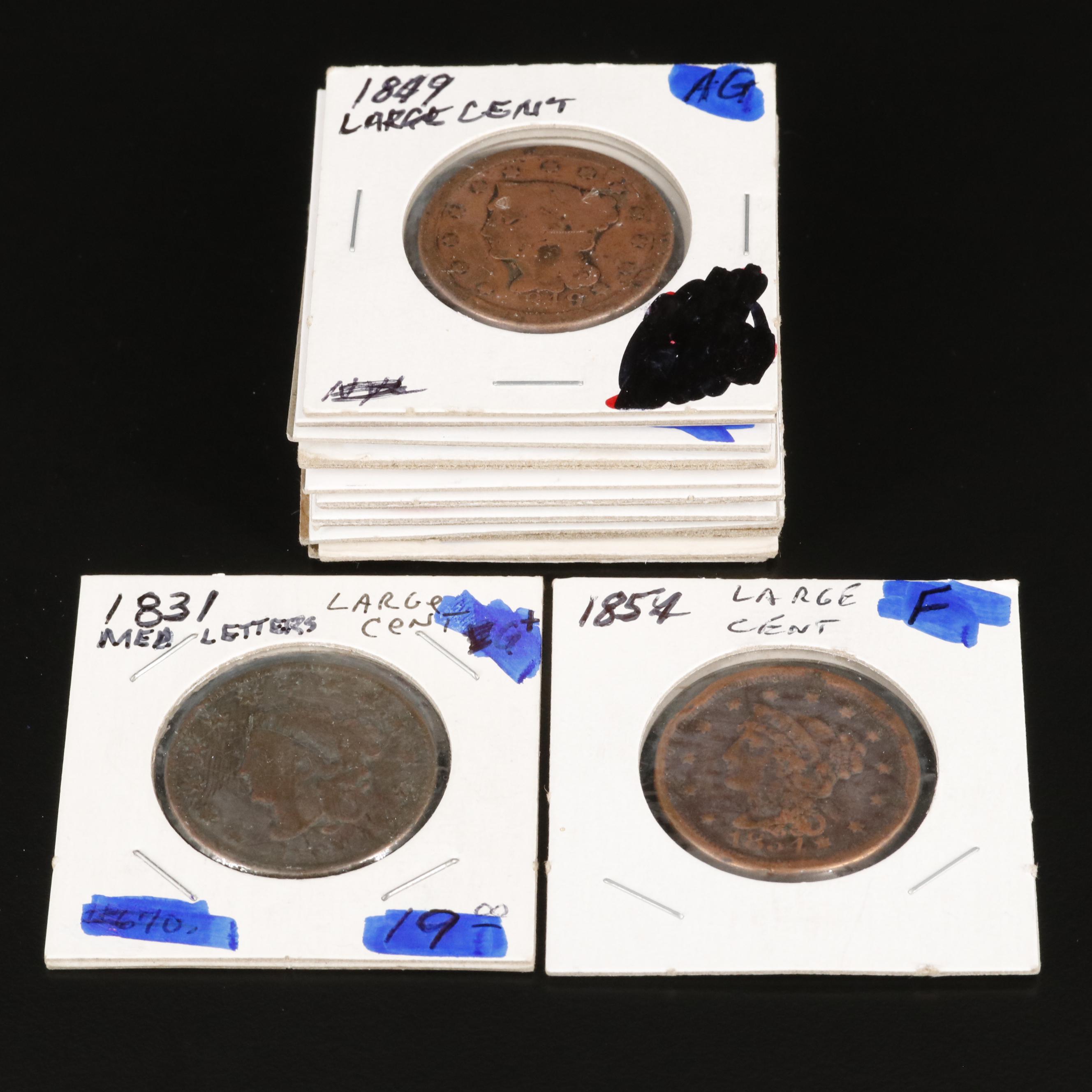 Collection of Eleven Circulated U.S. Large Cents