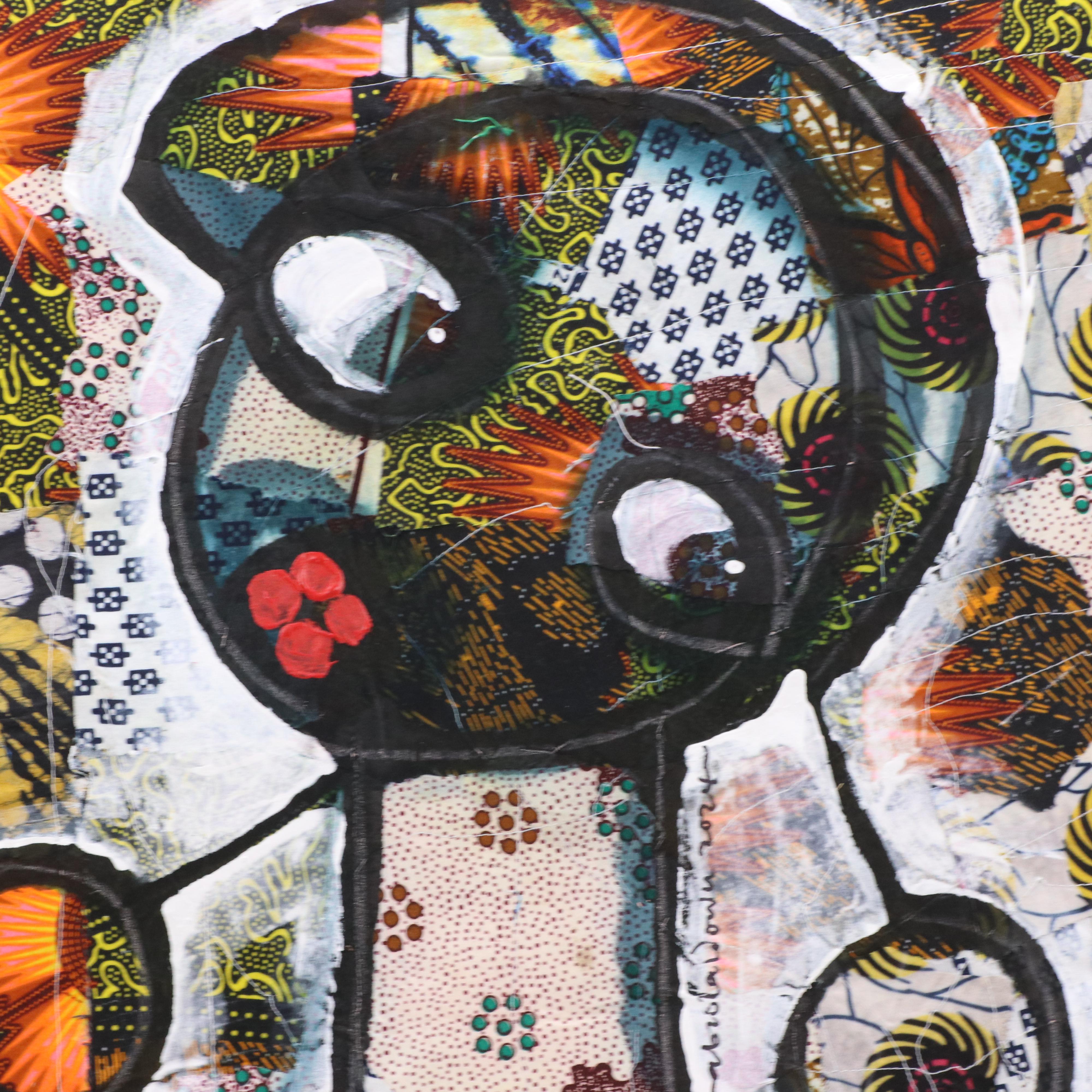 Abiola Idowu Figurative Mixed Media Painting "Born to Reign," 2024