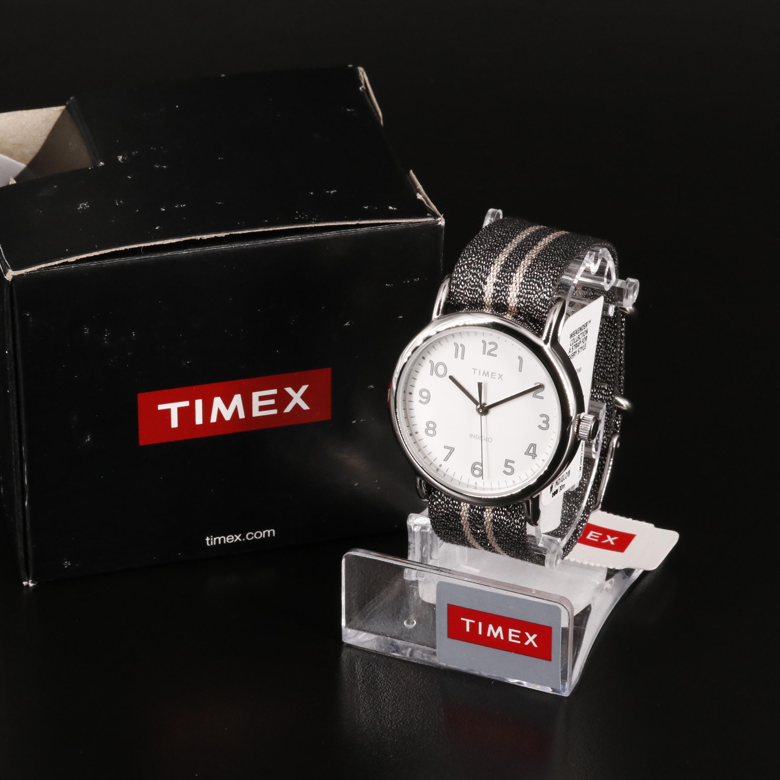 Timex Weekender Quartz Watch with Metallic Fabric Strap