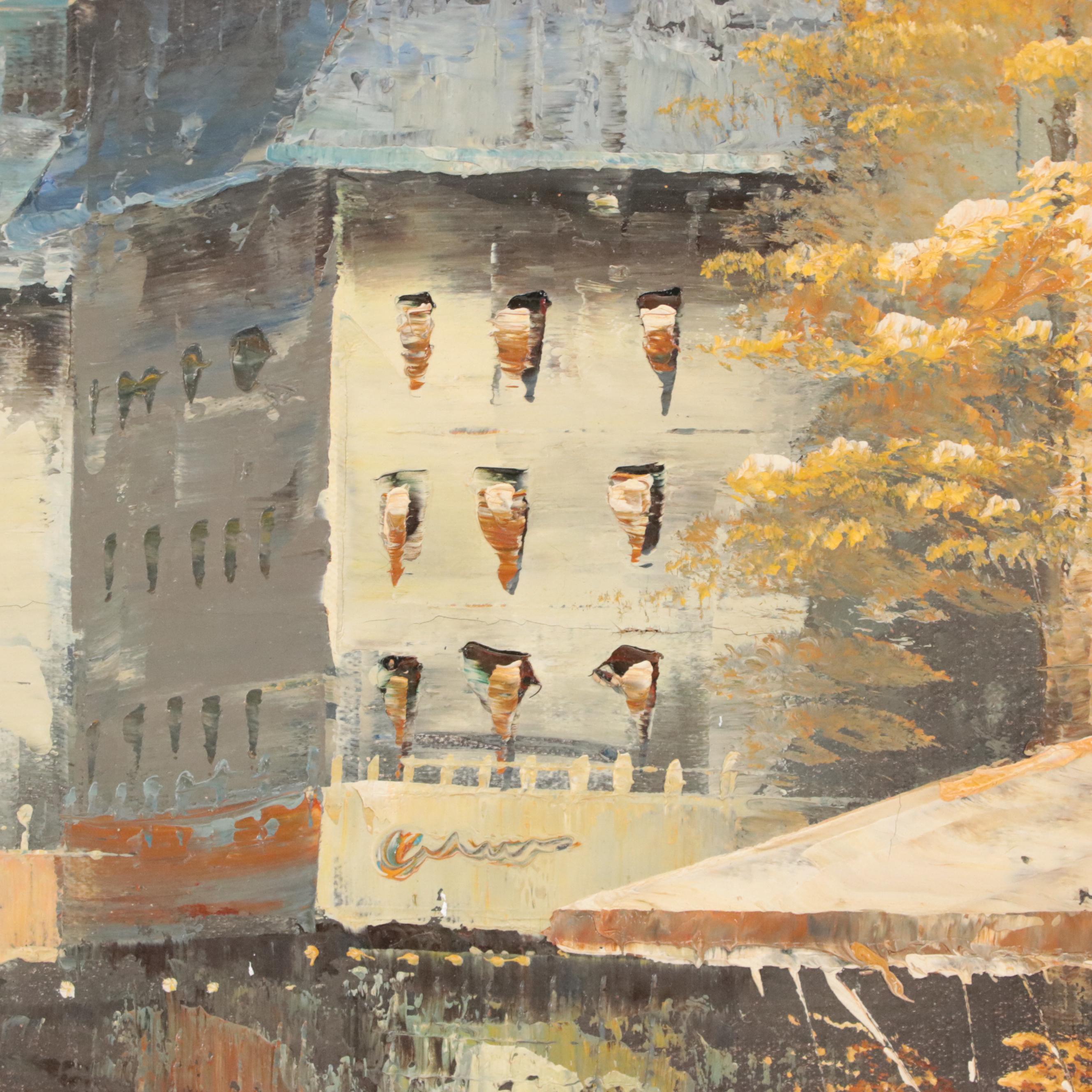 P. Rambert Parisian Street Scene Oil Painting