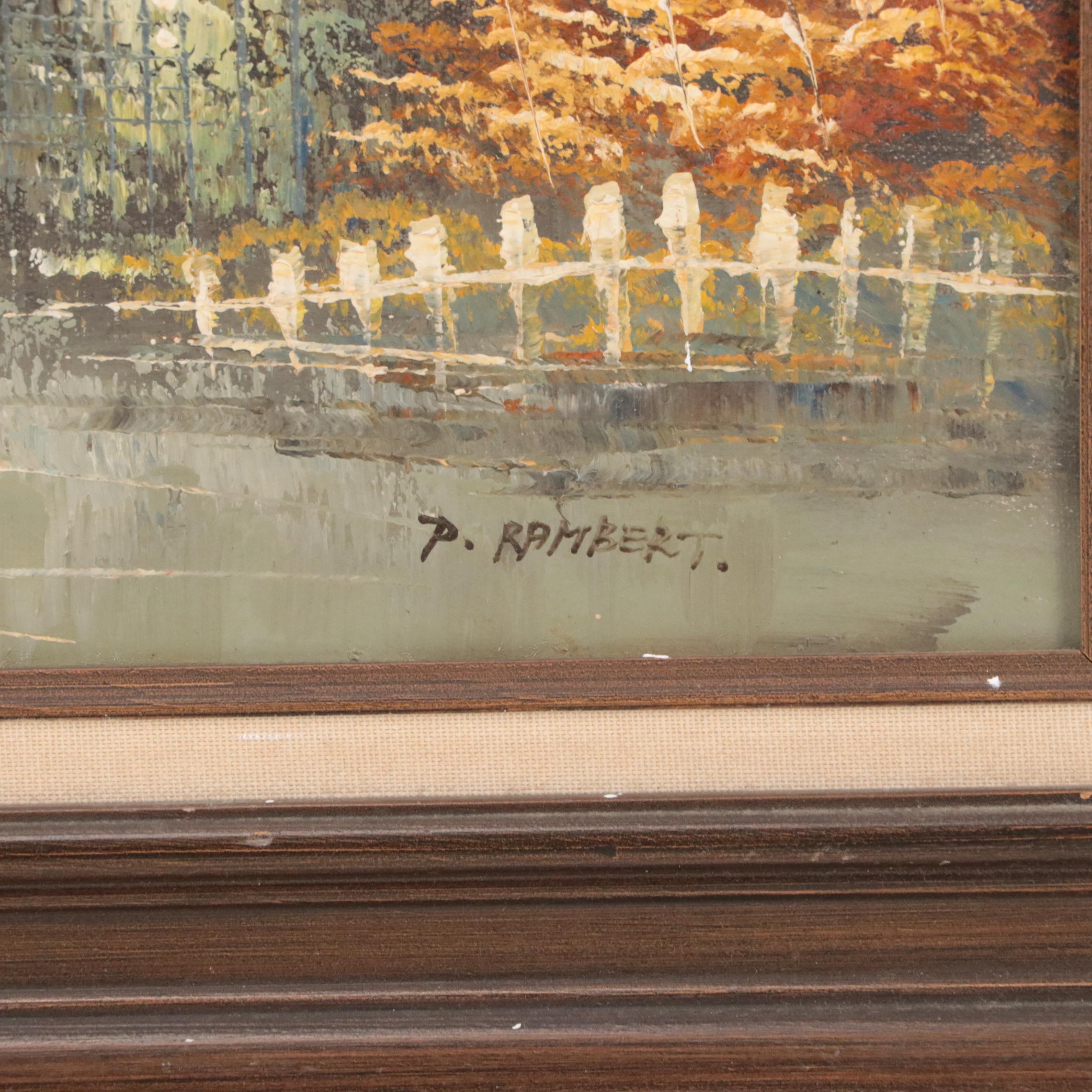 P. Rambert Parisian Street Scene Oil Painting