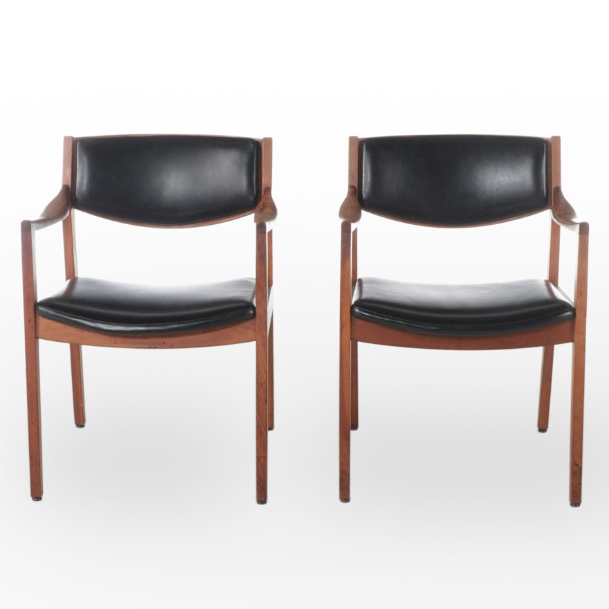 Pair of Gunlocke Chair Mid Century Modern Walnut and